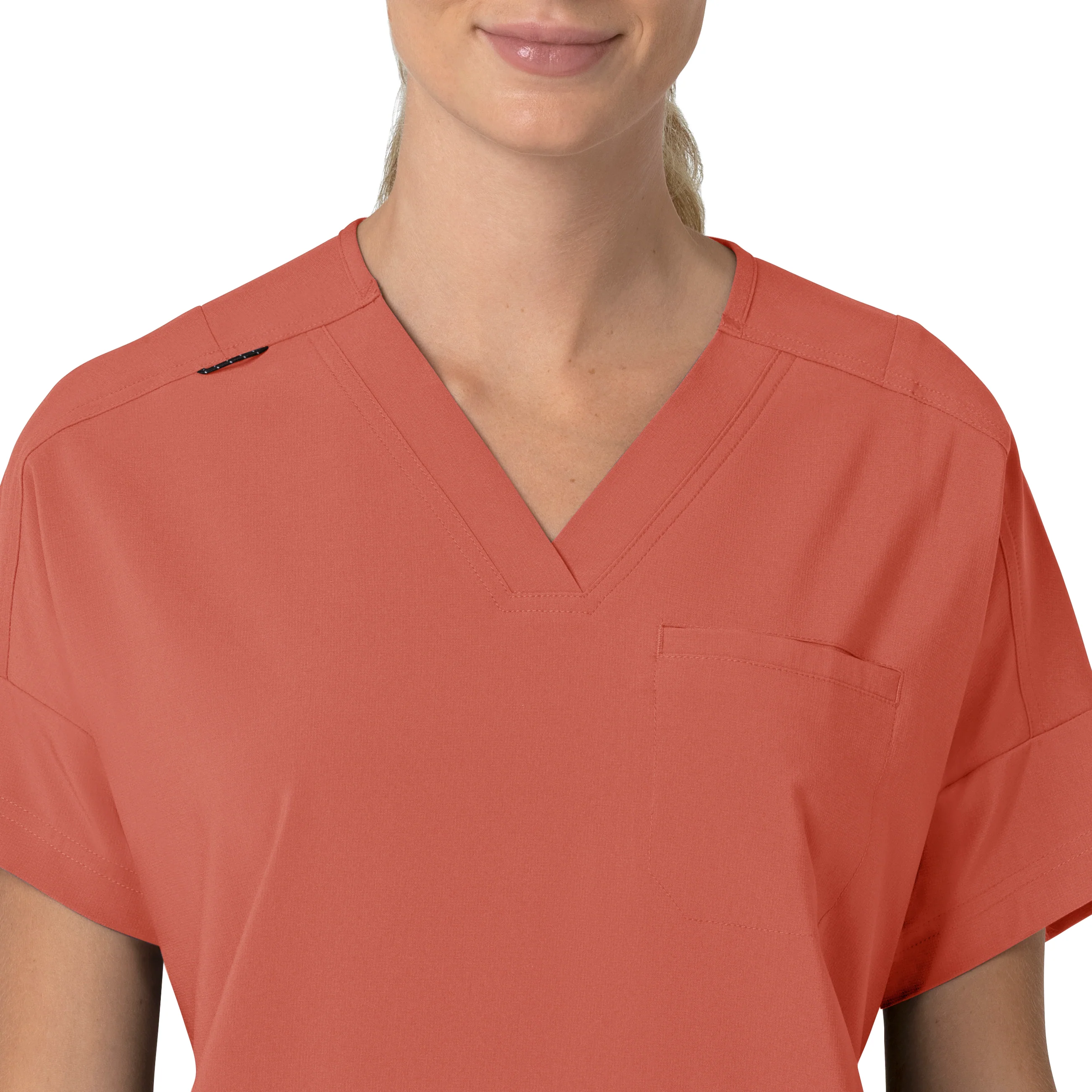 Carhartt Force Cross-Flex Women's Oversized V-Neck Scrub Top - Dusty Cedar - Image 5