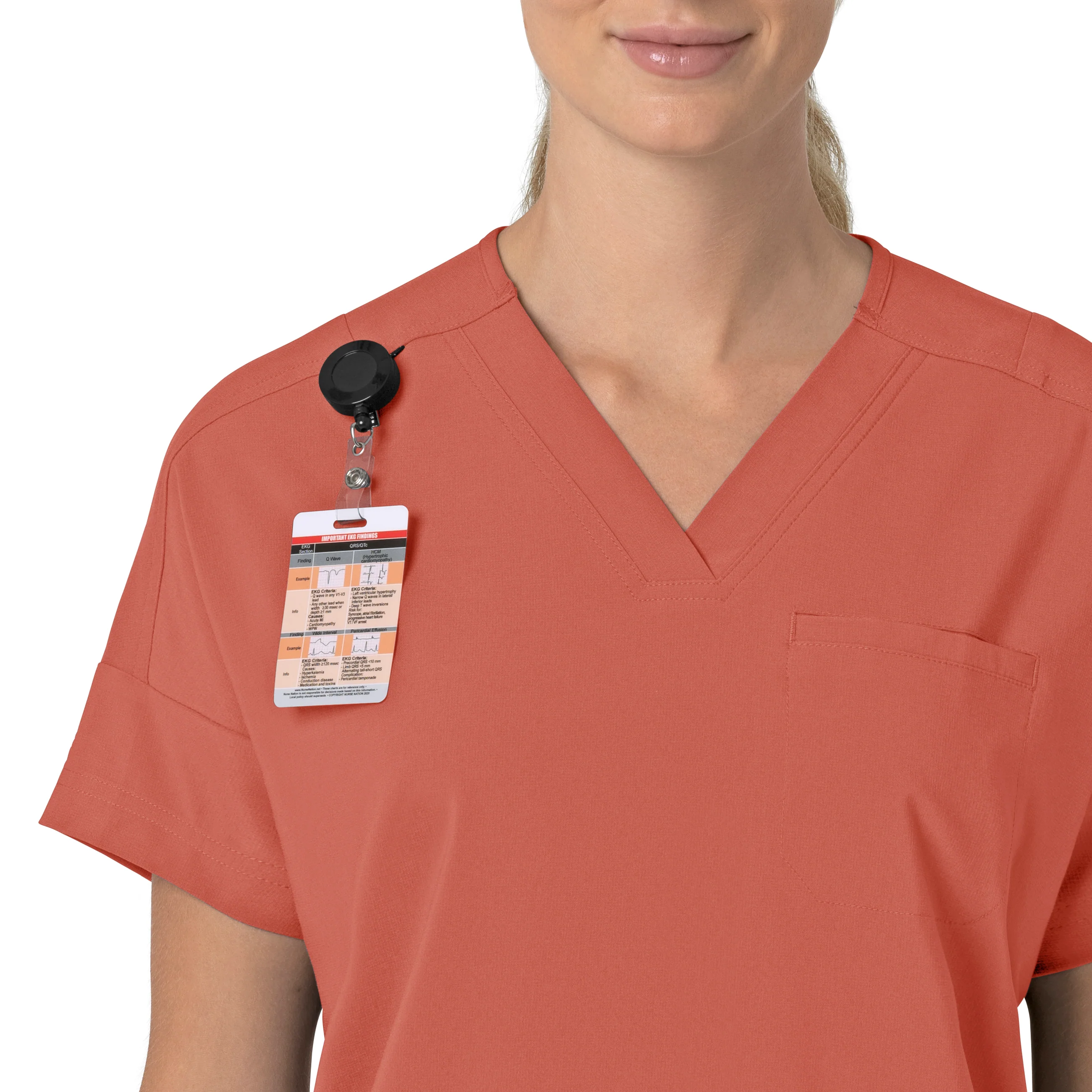 Carhartt Force Cross-Flex Women's Oversized V-Neck Scrub Top - Dusty Cedar - Image 6