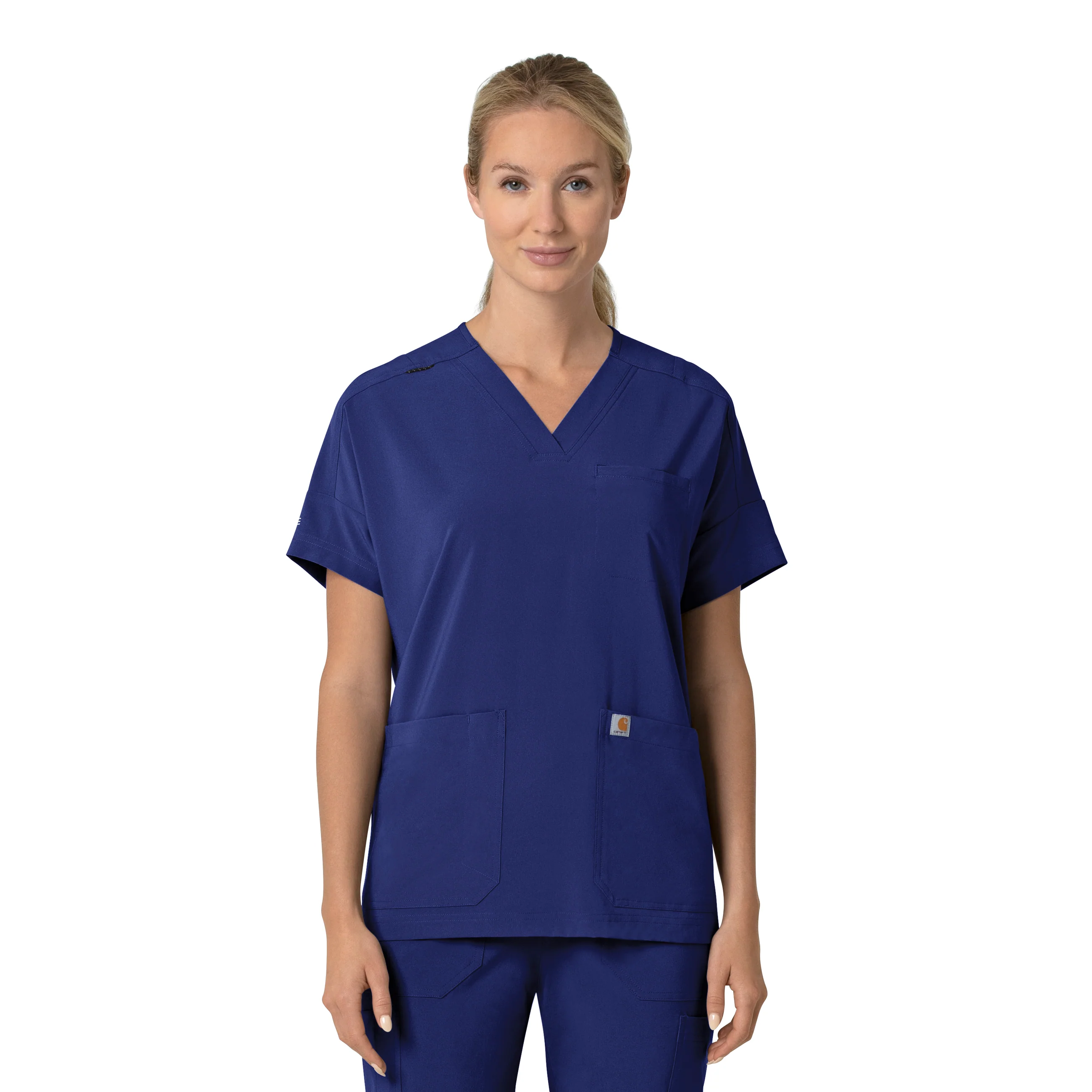 Carhartt Force Cross-Flex Women's Oversized V-Neck Scrub Top - Galaxy Blue