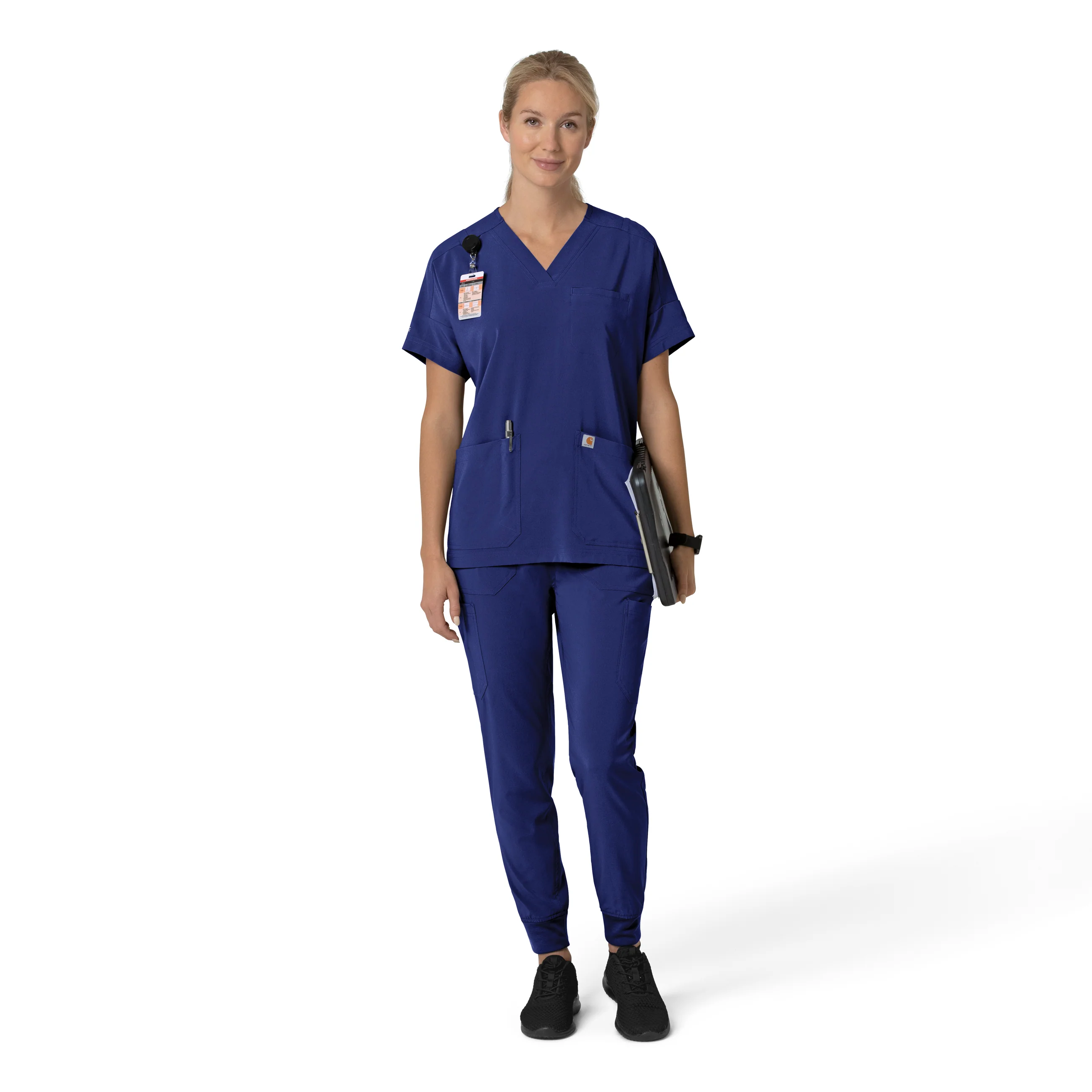 Carhartt Force Cross-Flex Women's Oversized V-Neck Scrub Top - Galaxy Blue - Image 3