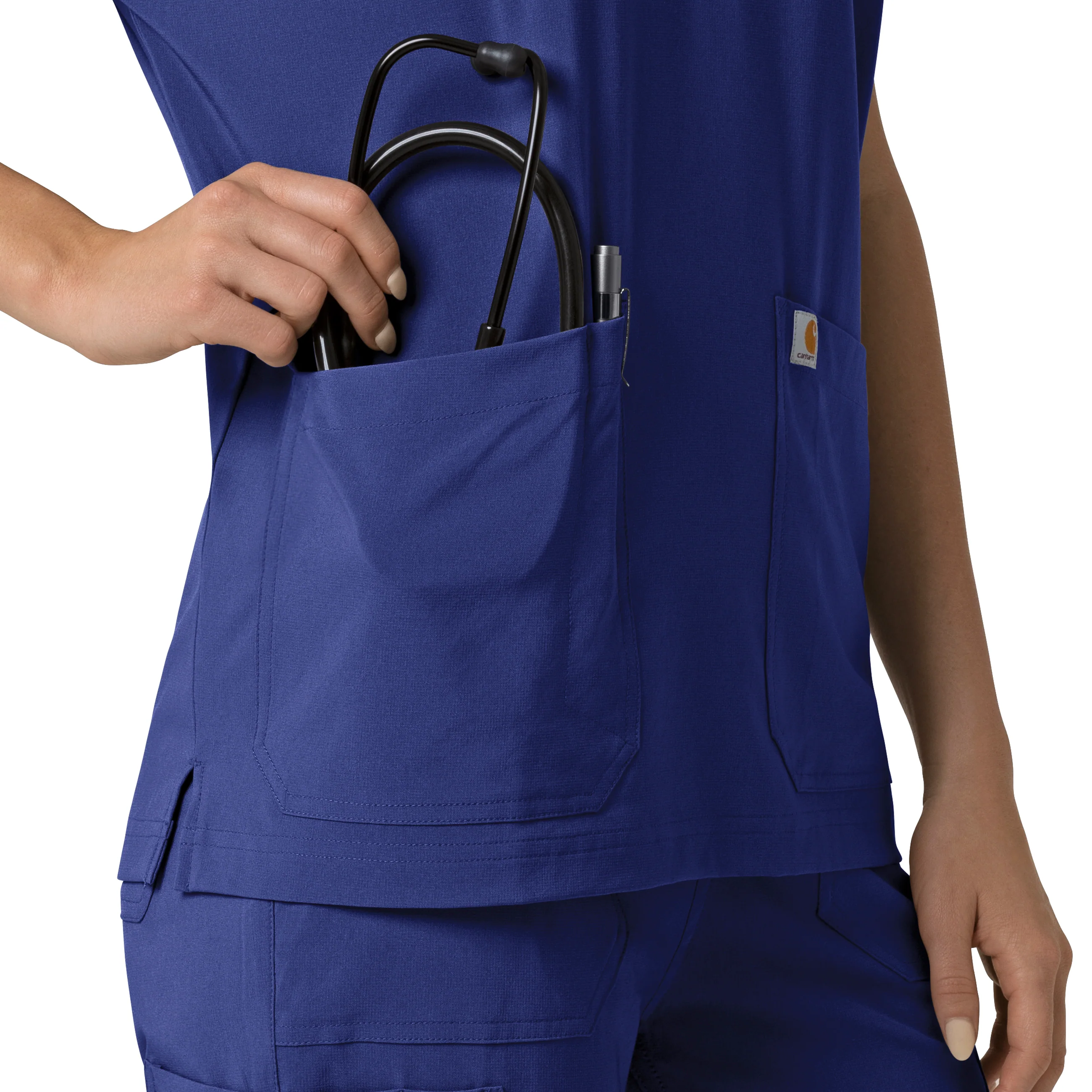 Carhartt Force Cross-Flex Women's Oversized V-Neck Scrub Top - Galaxy Blue - Image 9