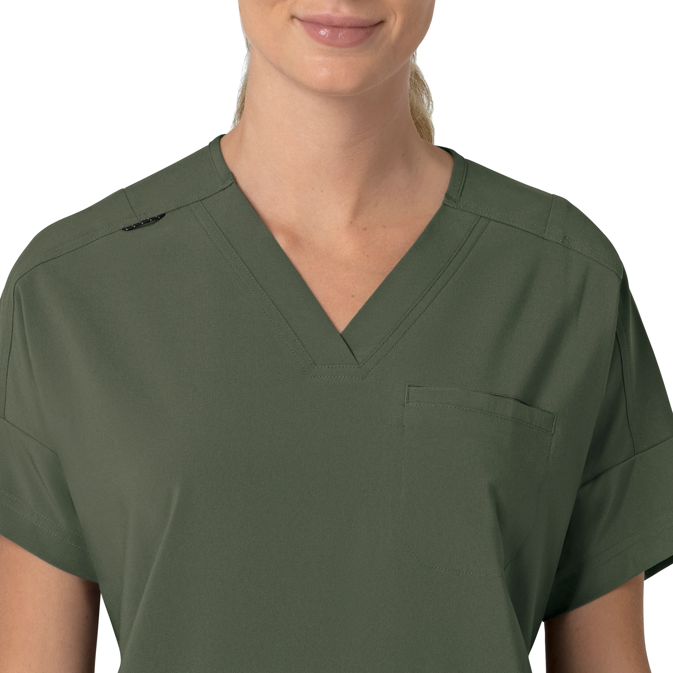 Carhartt Force Cross-Flex Women's Oversized V-Neck Scrub Top - Olive - Image 5