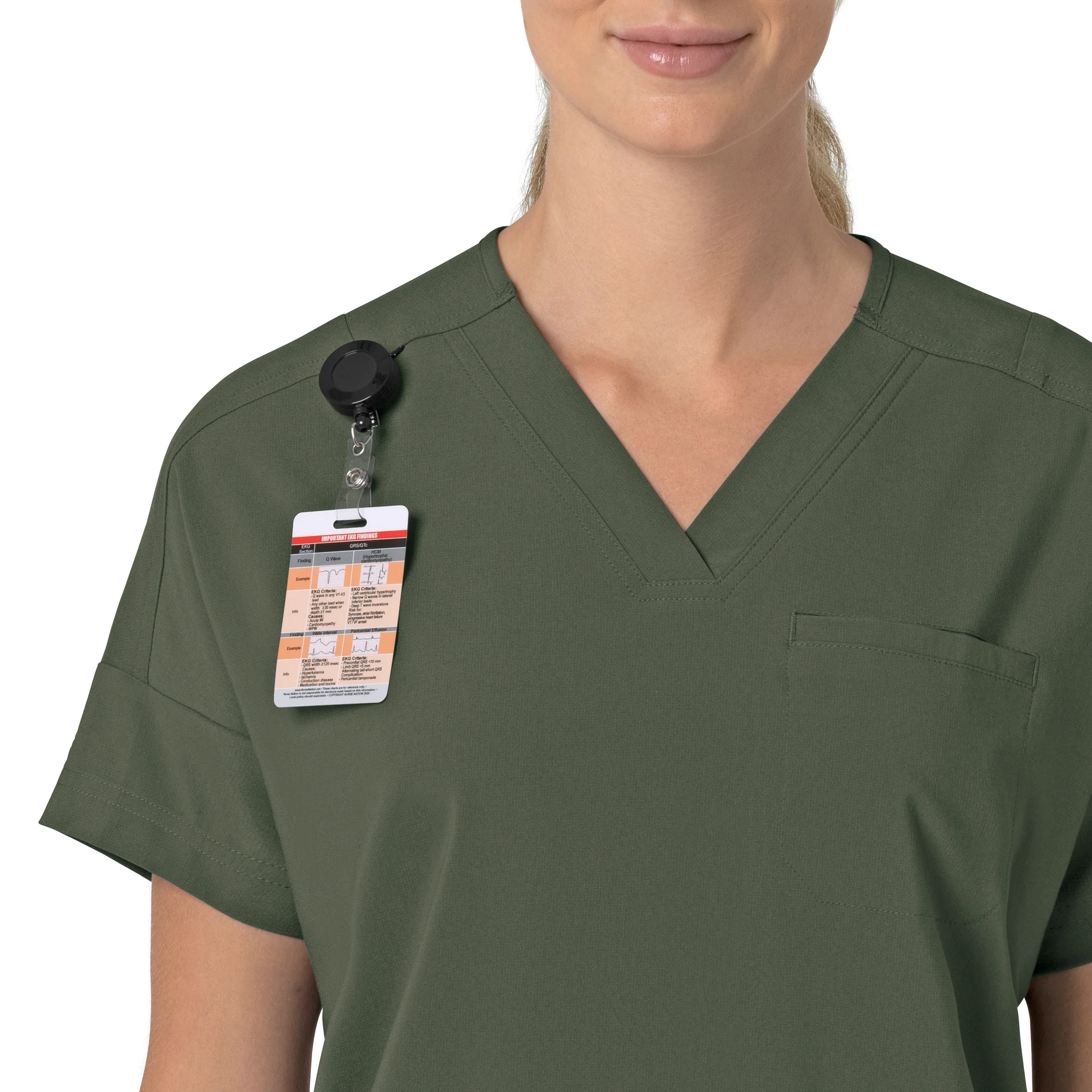 Carhartt Force Cross-Flex Women's Oversized V-Neck Scrub Top - Olive - Image 6