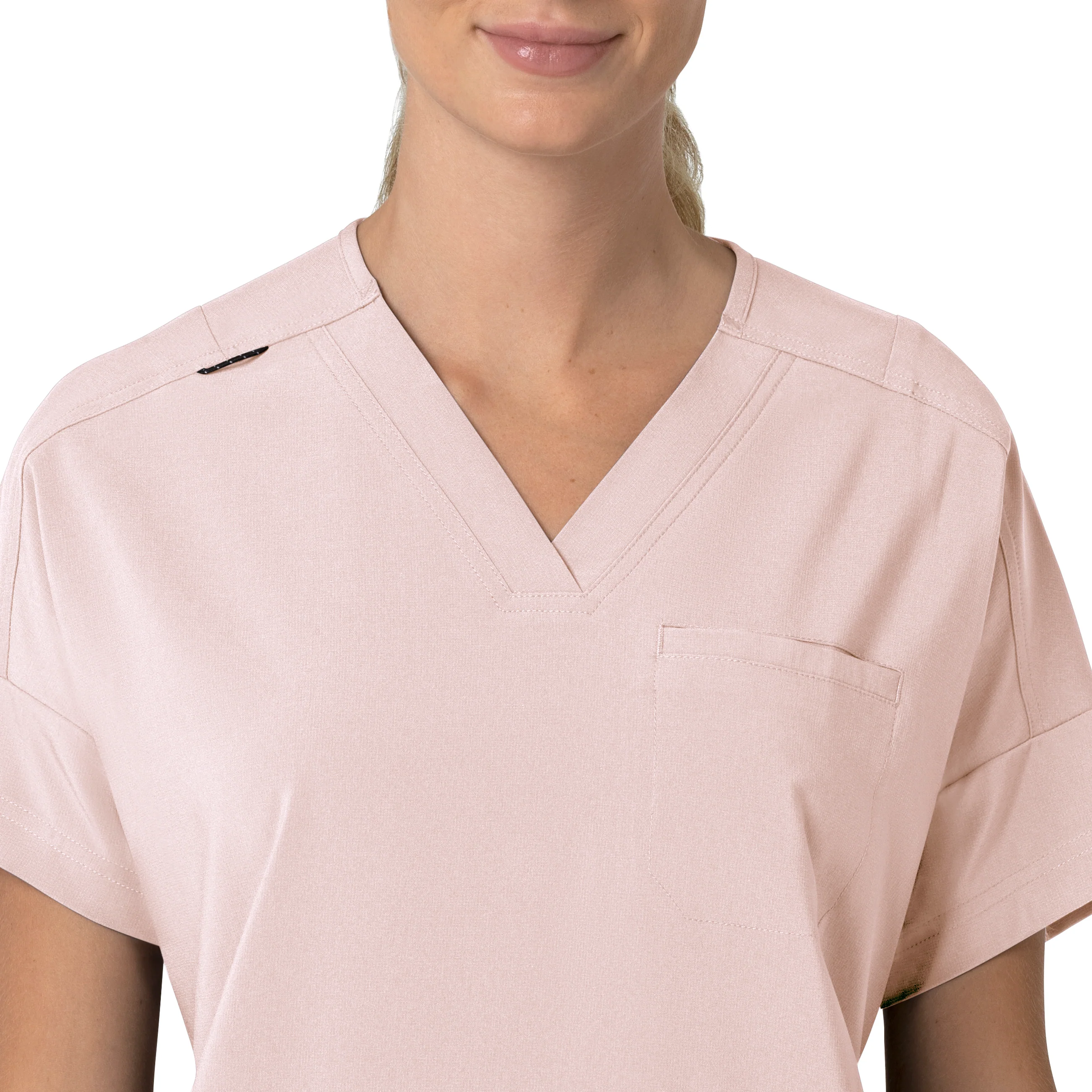 Carhartt Force Cross-Flex Women's Oversized V-Neck Scrub Top - Soft Rose - Image 4