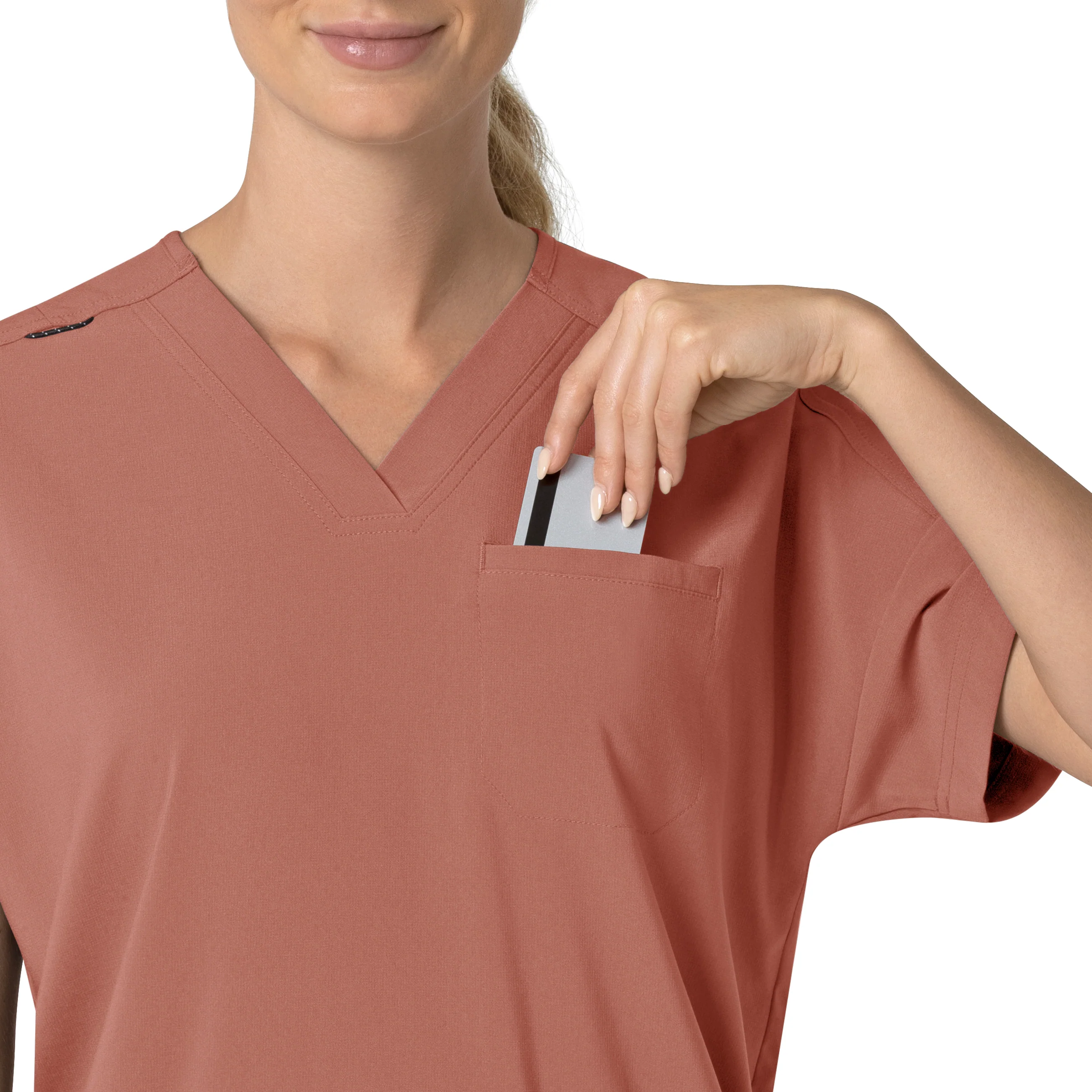Carhartt Force Cross-Flex Women's Oversized V-Neck Scrub Top - Wildrose - Image 8