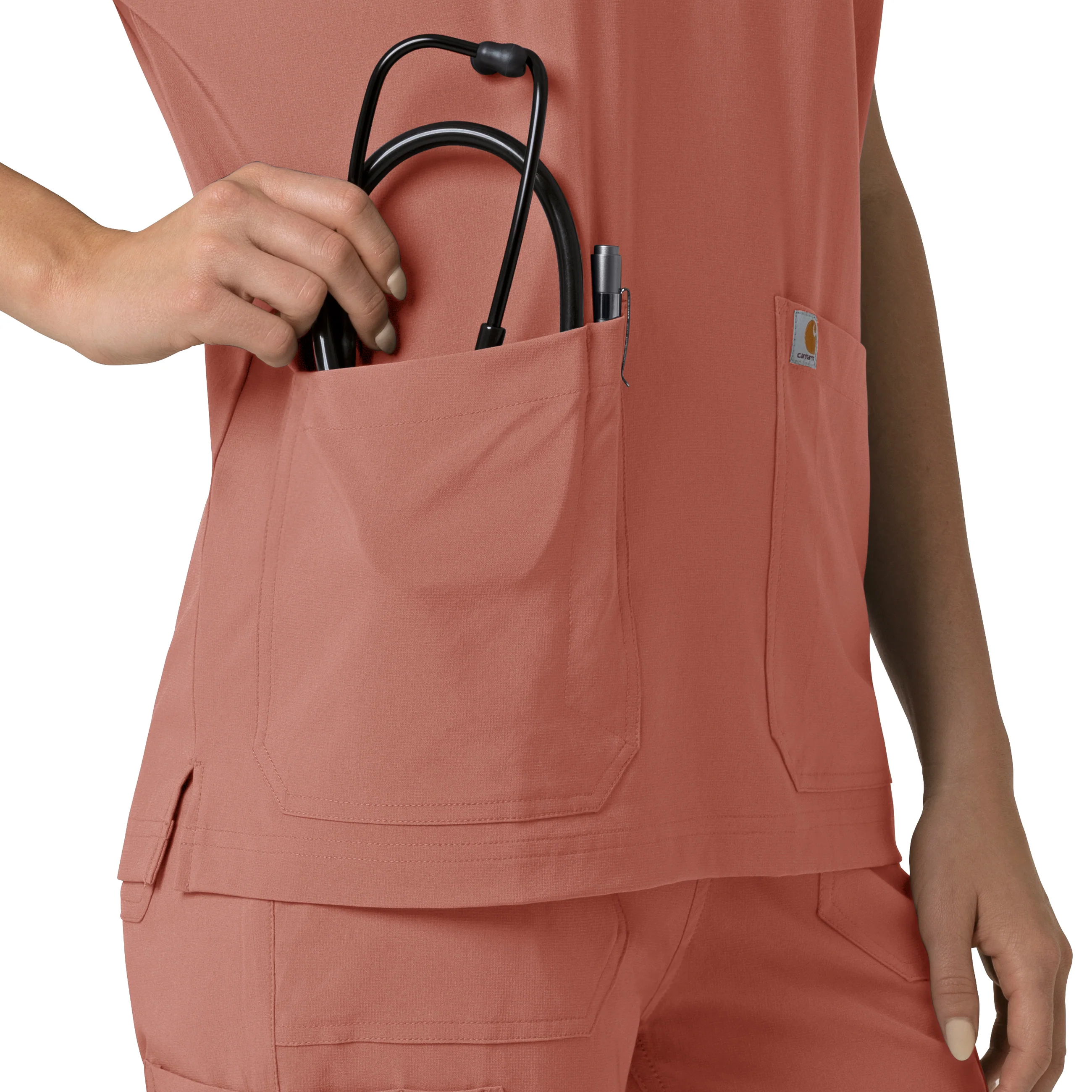 Carhartt Force Cross-Flex Women's Oversized V-Neck Scrub Top - Wildrose - Image 9