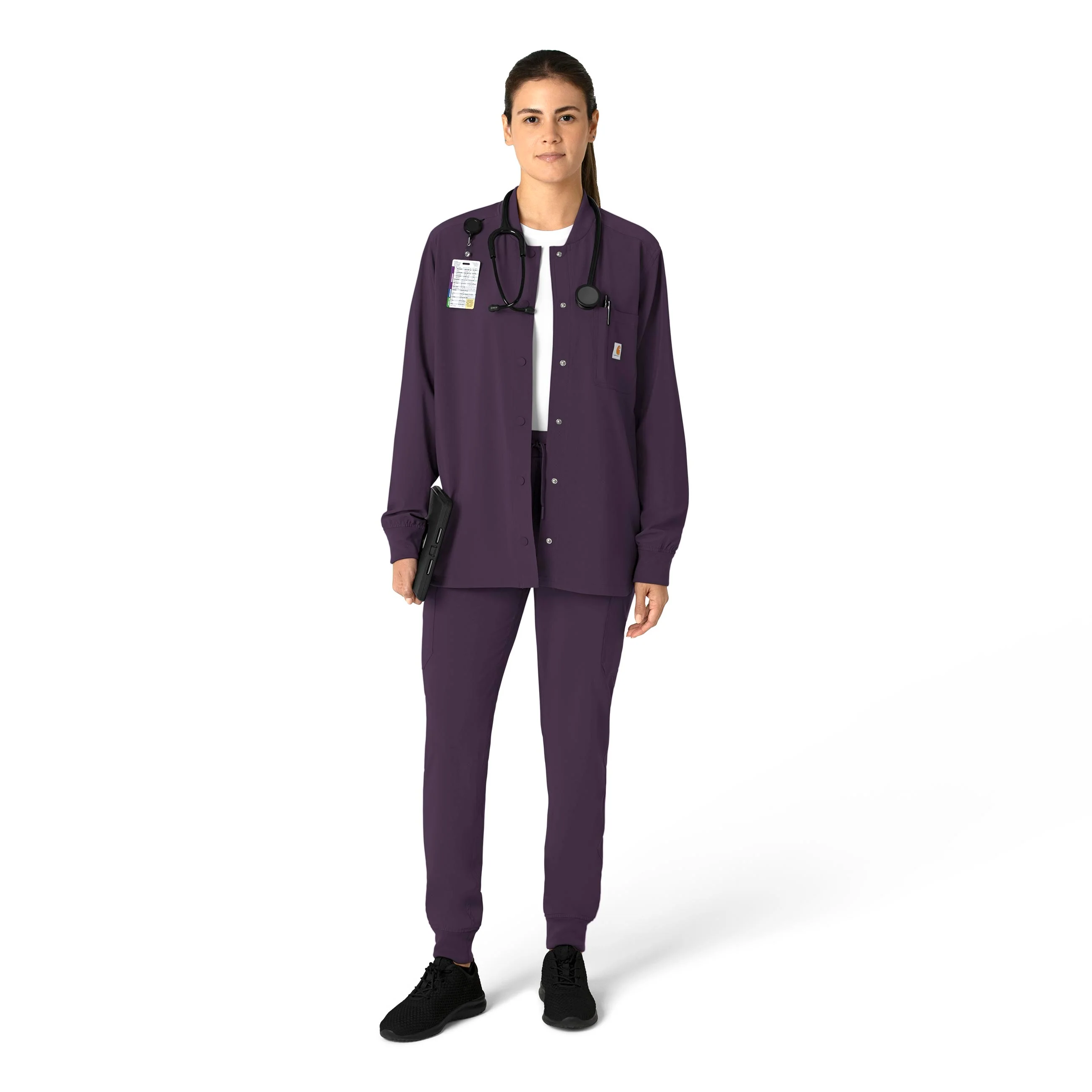 Carhartt Force Cross-Flex Women's Shirt Jacket - Black Plum - Image 3