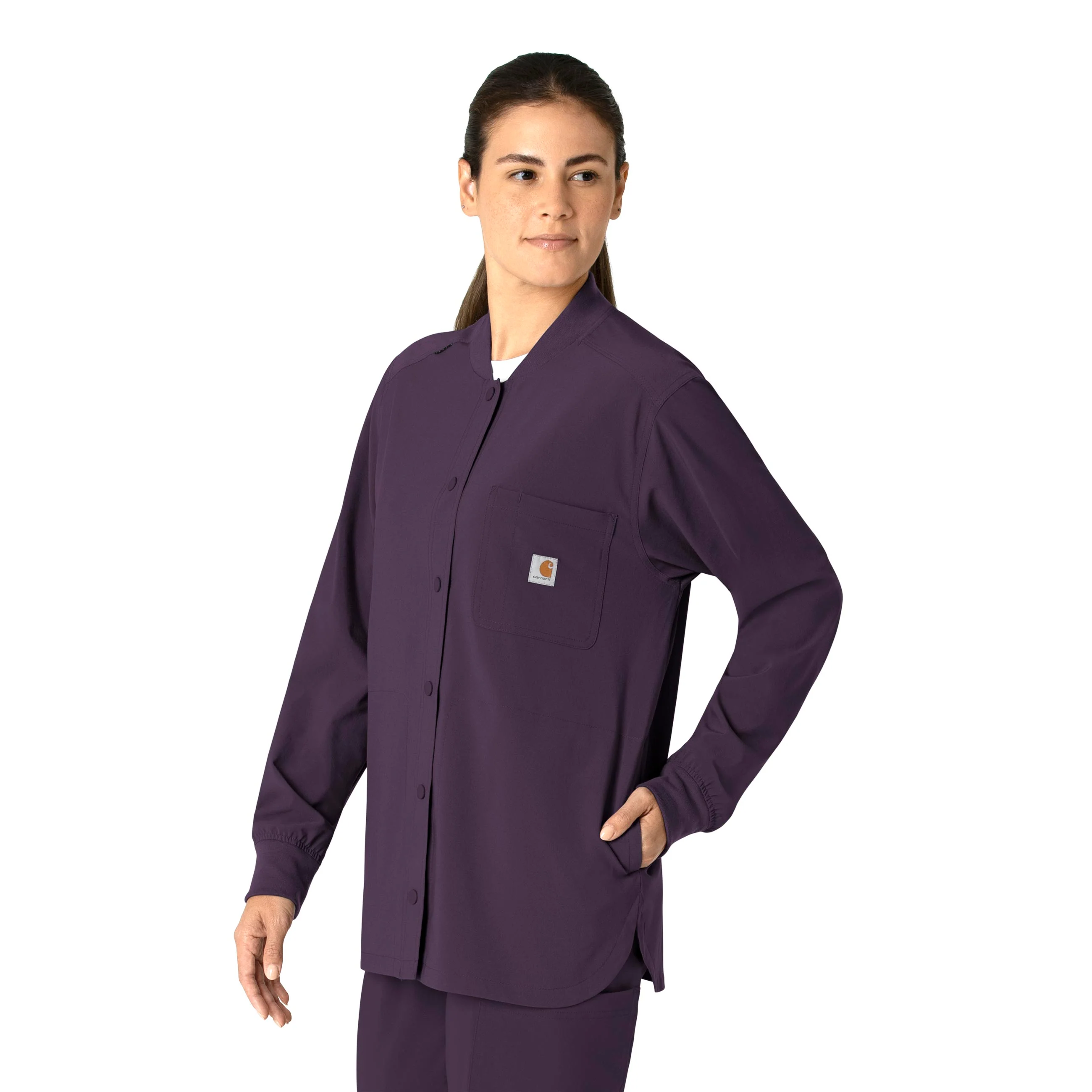 Carhartt Force Cross-Flex Women's Shirt Jacket - Black Plum - Image 4