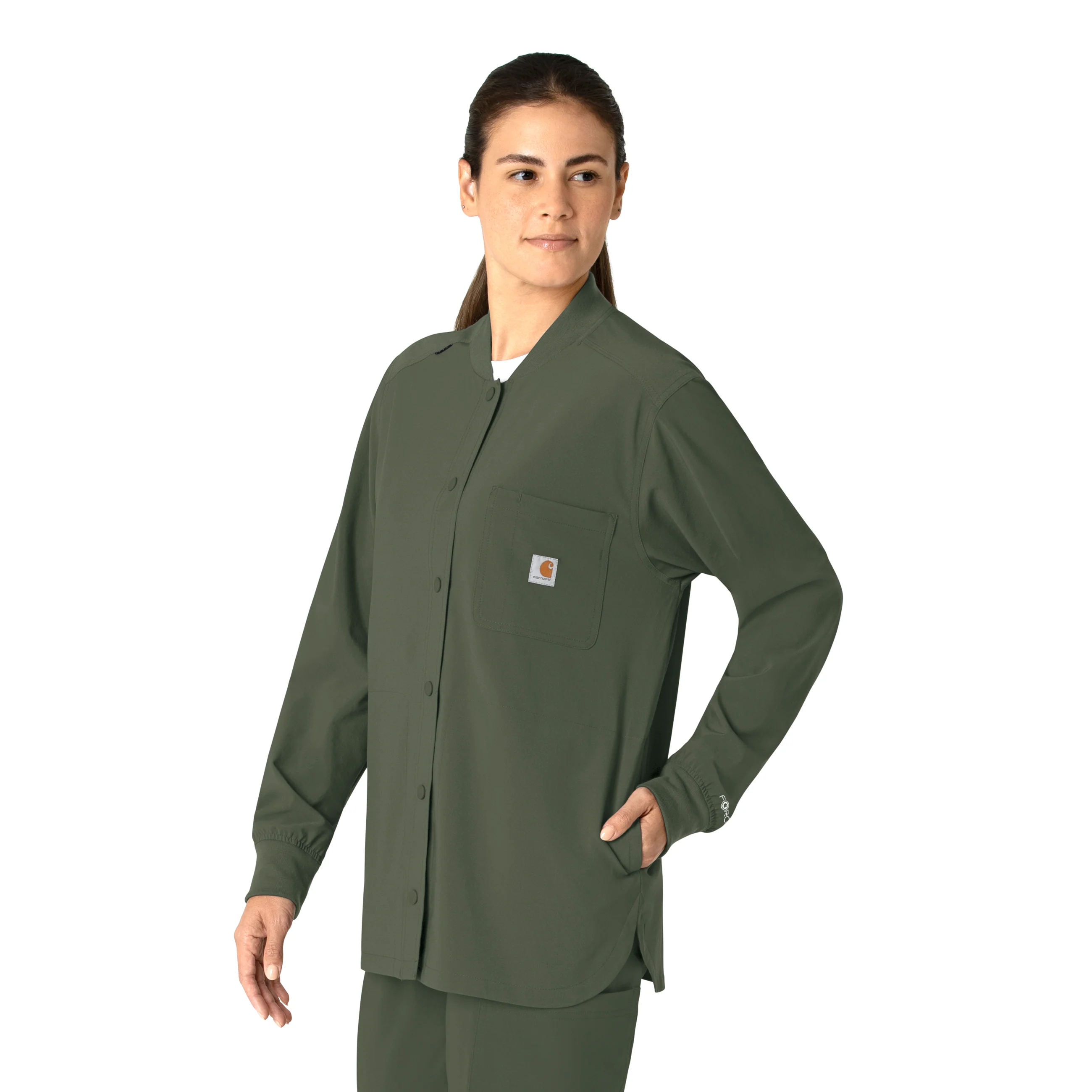 Carhartt Force Cross-Flex Women's Shirt Jacket - Olive - Image 4