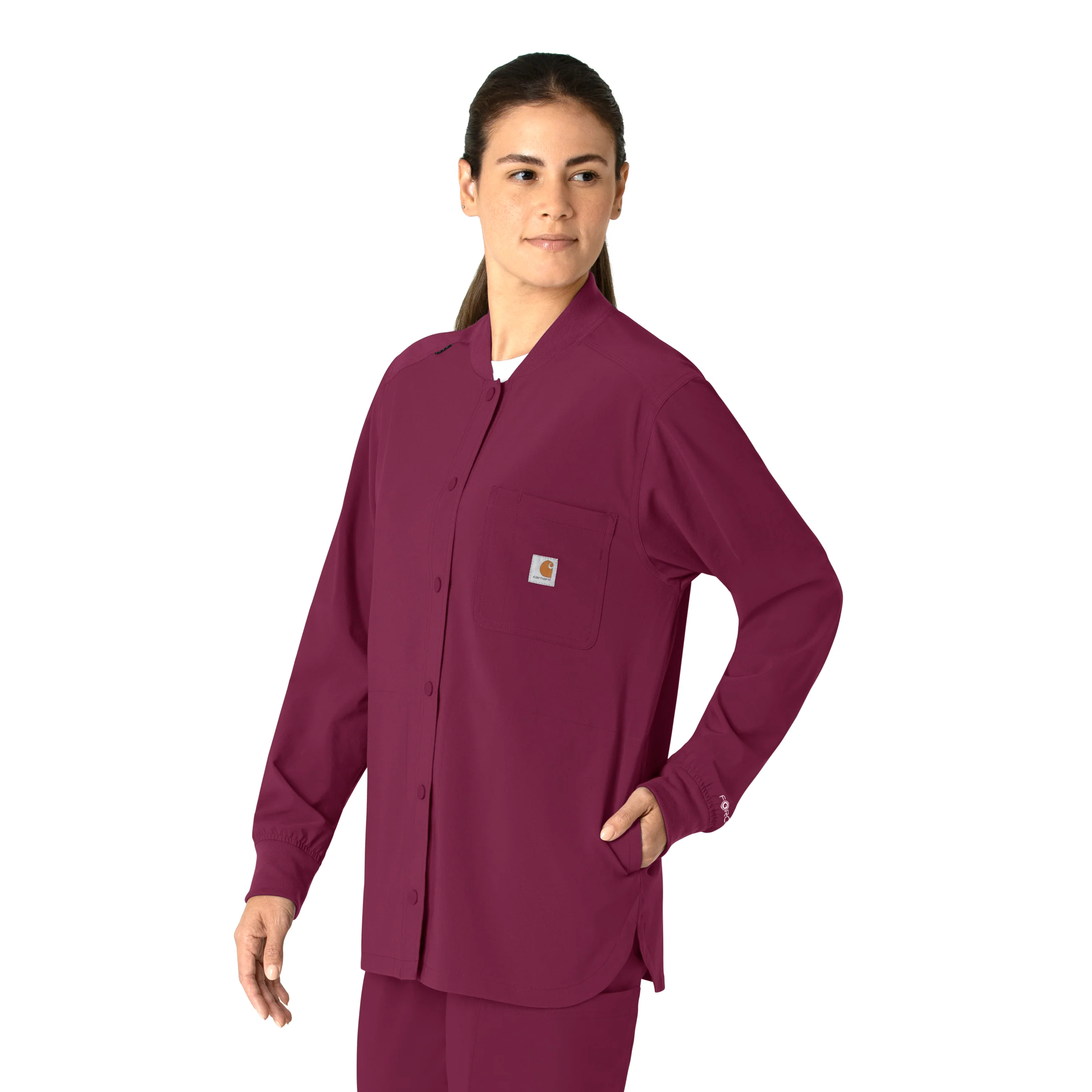 Carhartt Force Cross-Flex Women's Shirt Jacket - Wine - Image 4