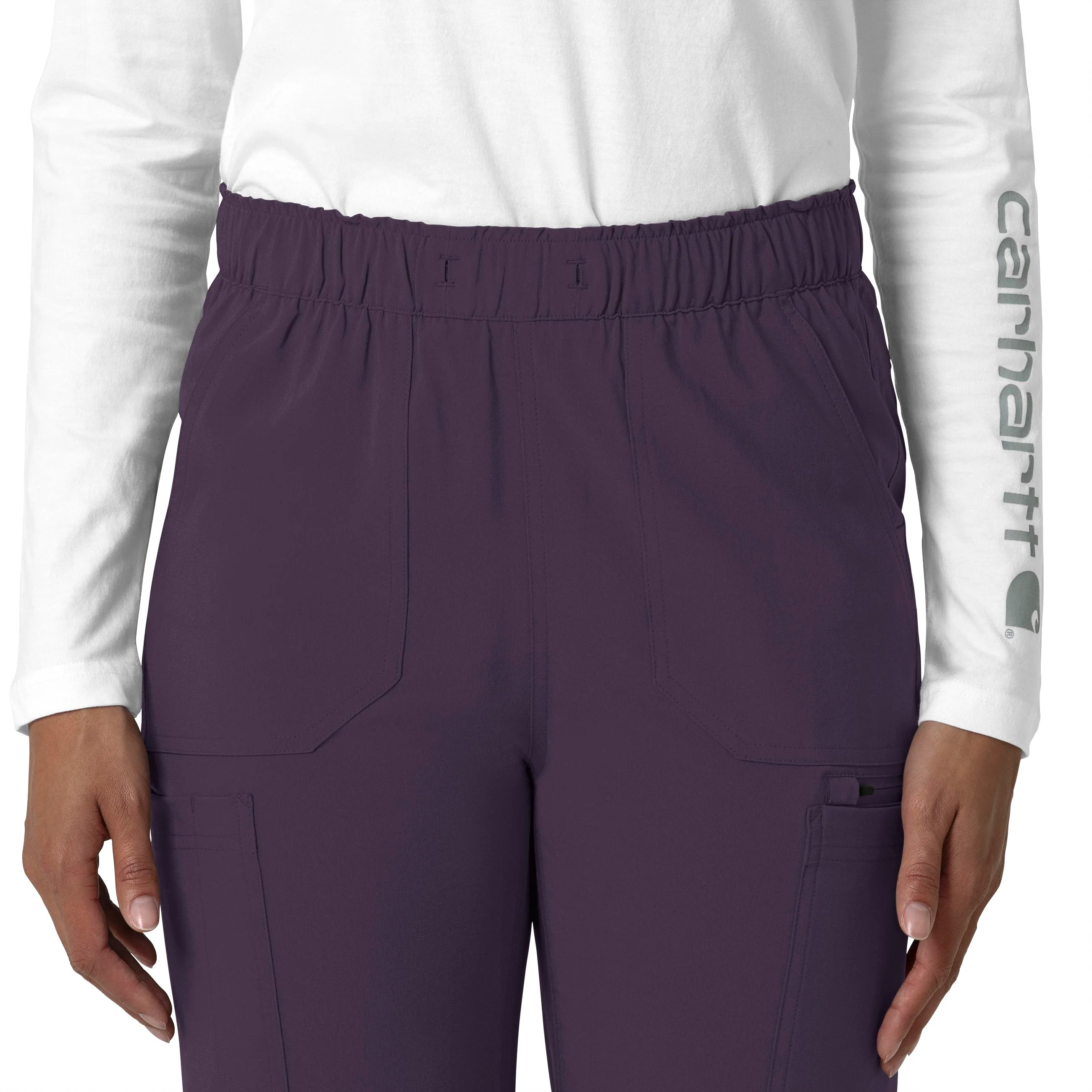 Carhartt Force Cross-Flex Women's Straight Leg Cargo Scrub Pant - Black Plum - Image 5