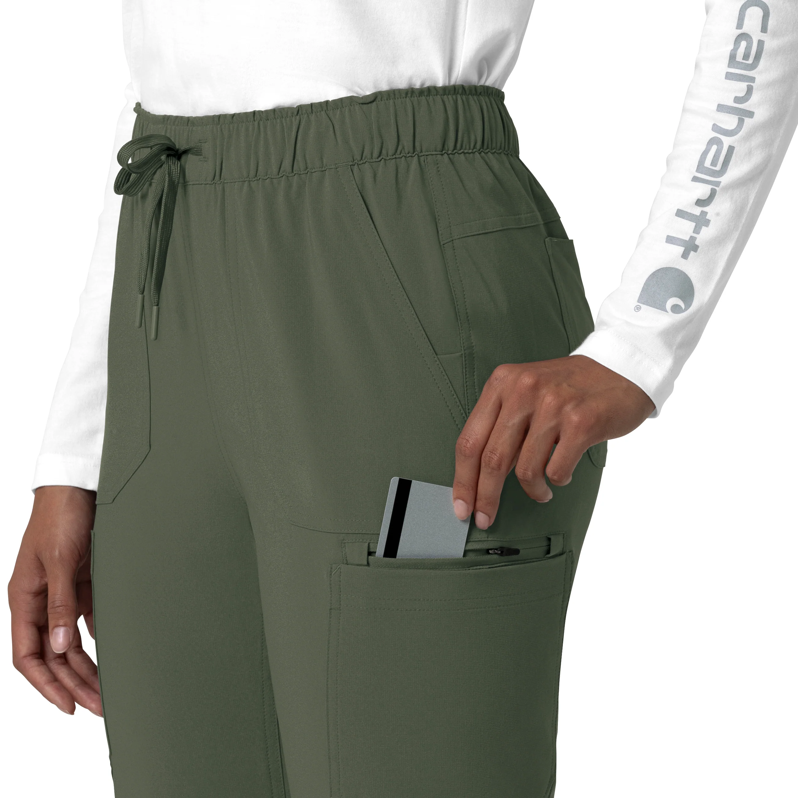 Carhartt Force Cross-Flex Women's Straight Leg Cargo Scrub Pant - Olive - Image 10