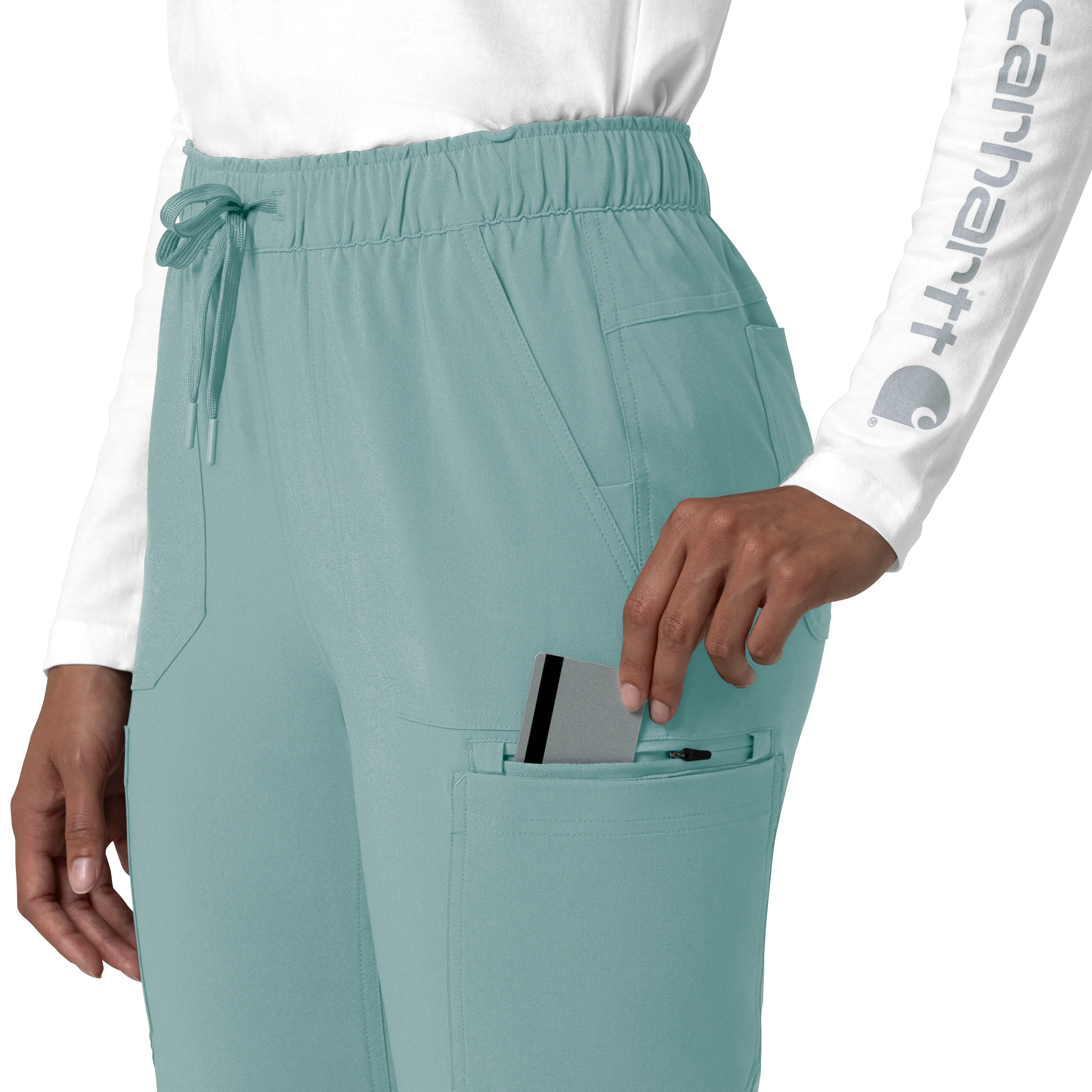 Carhartt Force Cross-Flex Women's Straight Leg Cargo Scrub Pant - Summer Blue - Image 10