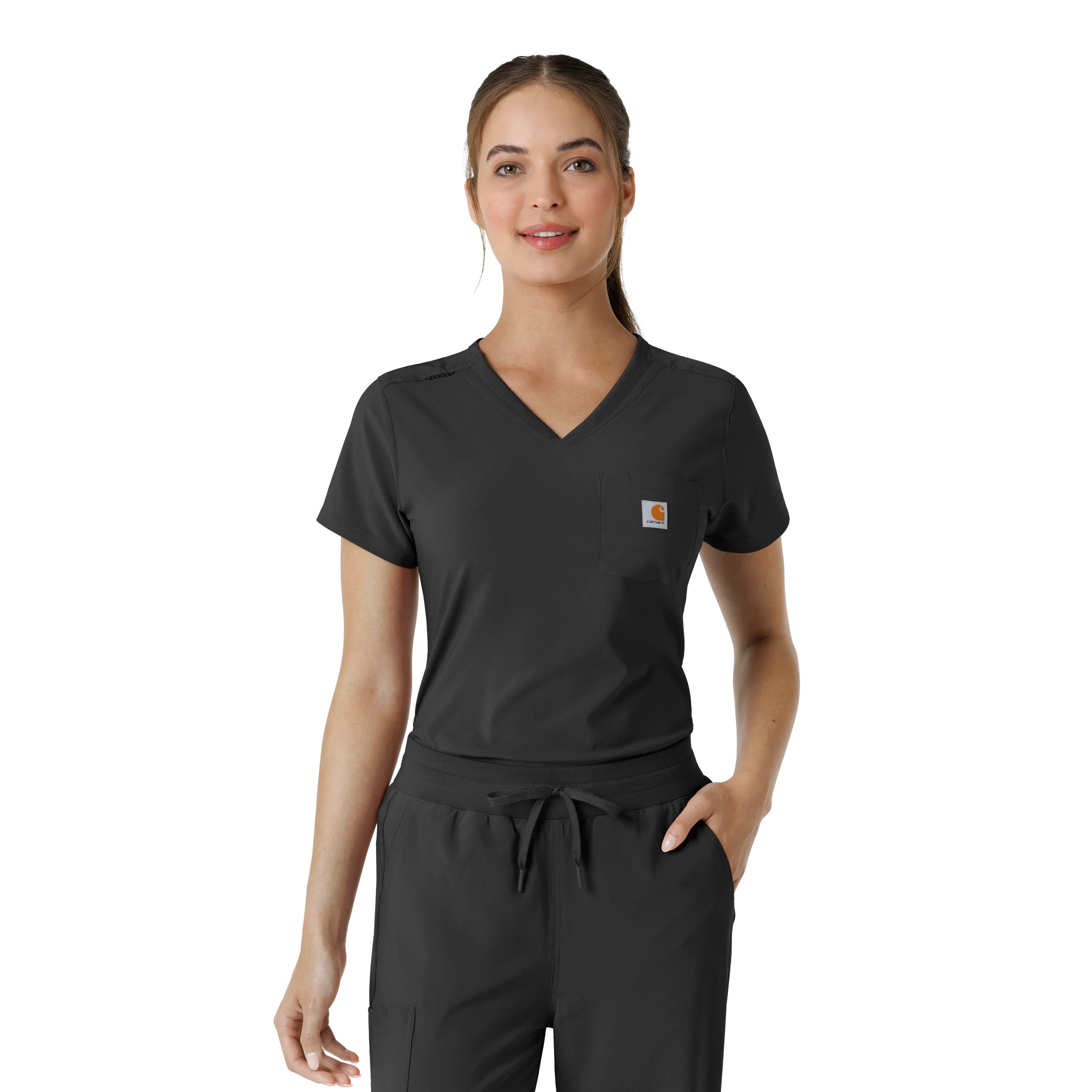 Carhartt Force Cross-Flex Women's Tuck-In Scrub Top - Black - Image 10