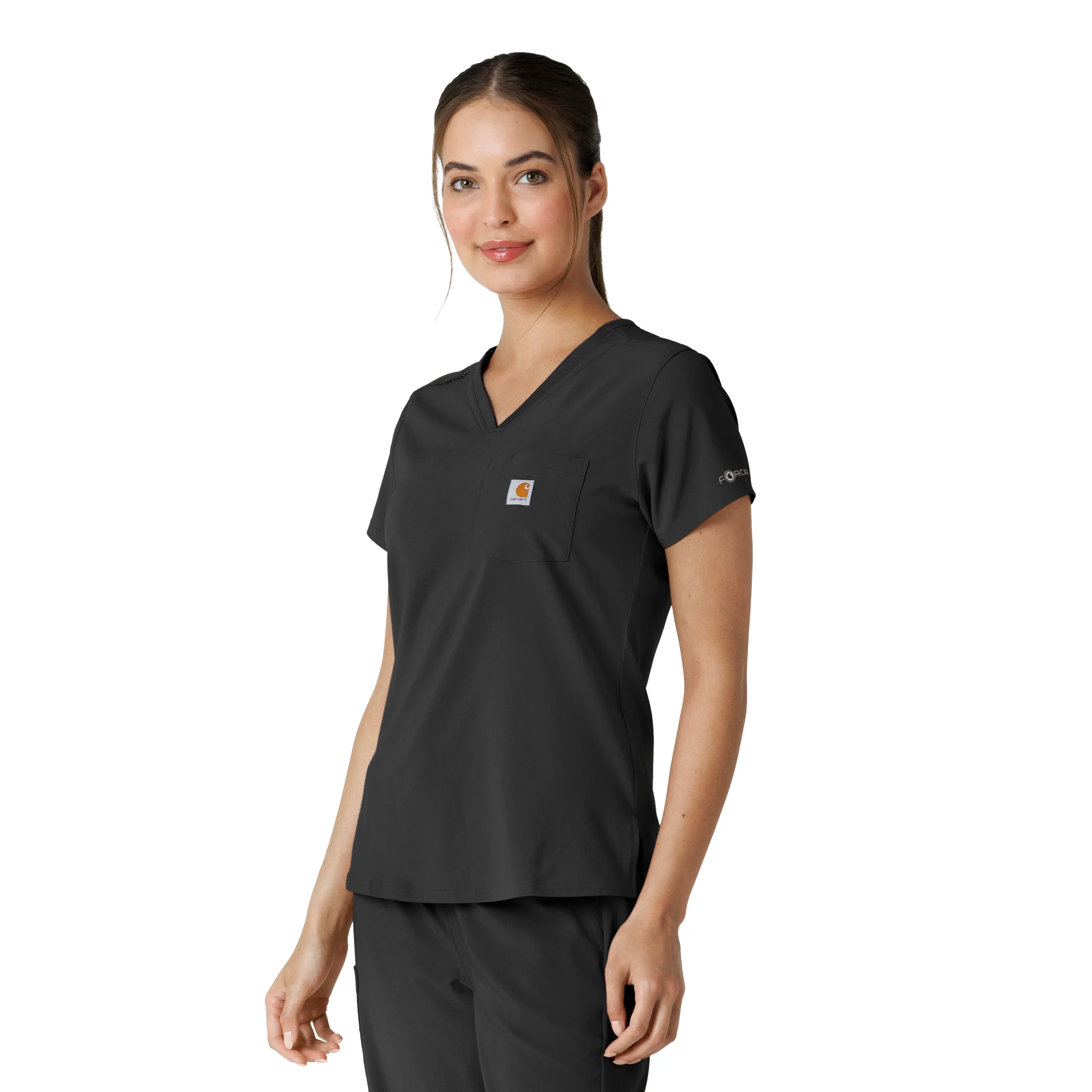 Carhartt Force Cross-Flex Women's Tuck-In Scrub Top - Black - Image 4
