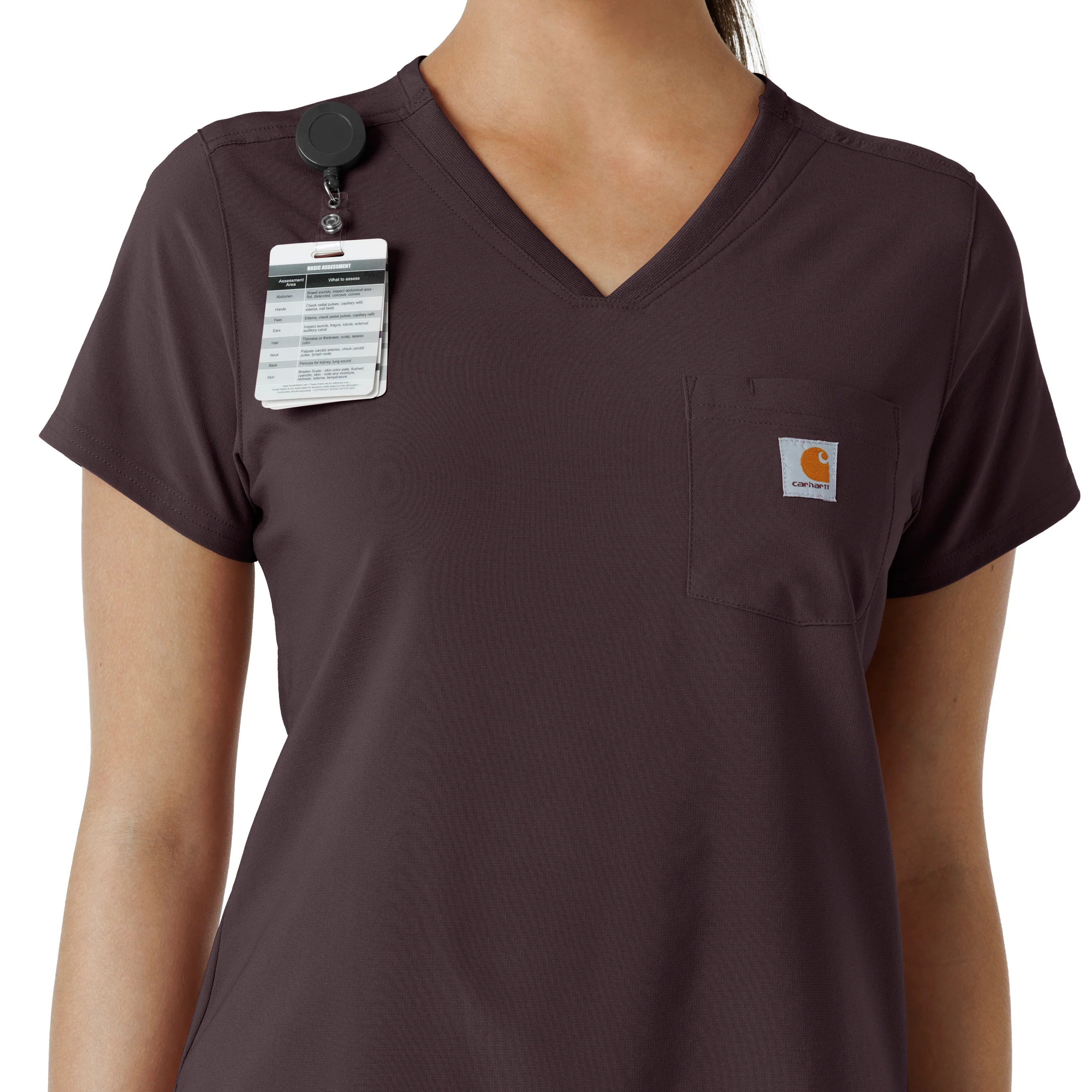 Carhartt Force Cross-Flex Women's Tuck-In Scrub Top - Dark Sepia - Image 6