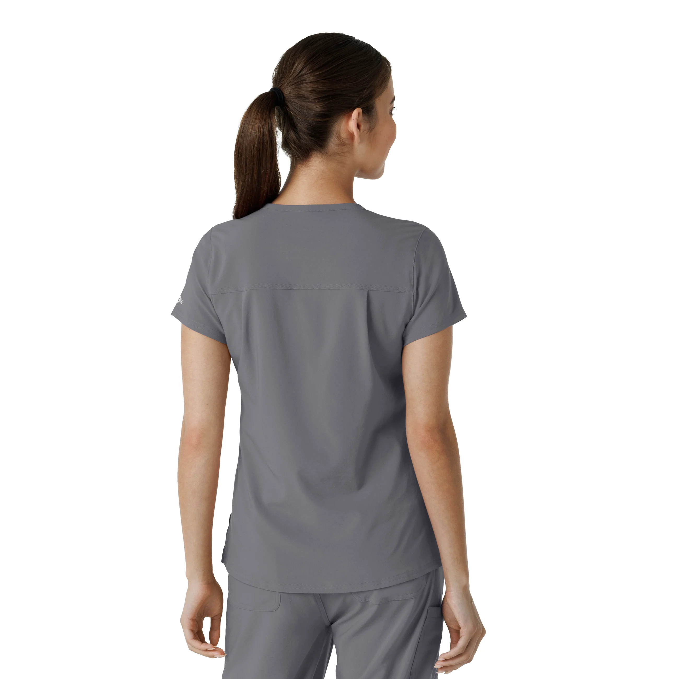 Carhartt Force Cross-Flex Women's Tuck-In Scrub Top - Pewter - Image 2