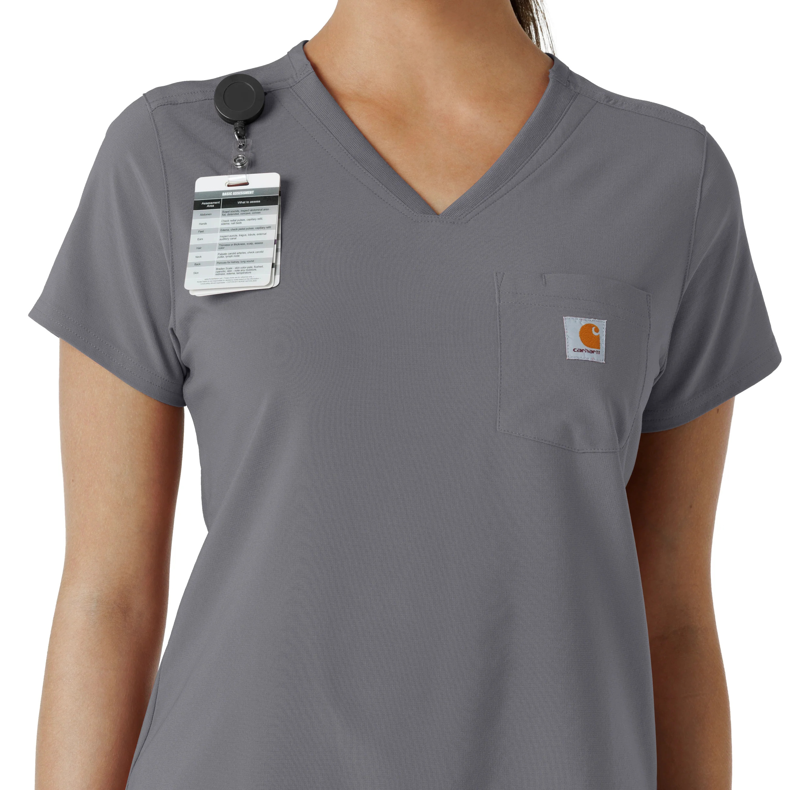 Carhartt Force Cross-Flex Women's Tuck-In Scrub Top - Pewter - Image 6