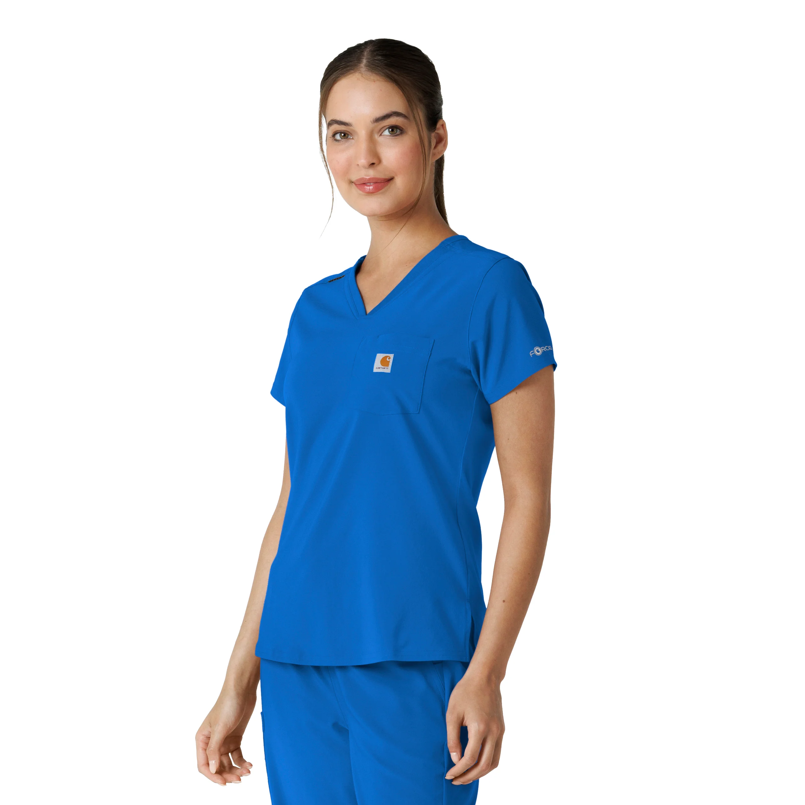 Carhartt Force Cross-Flex Women's Tuck-In Scrub Top - Royal - Image 4