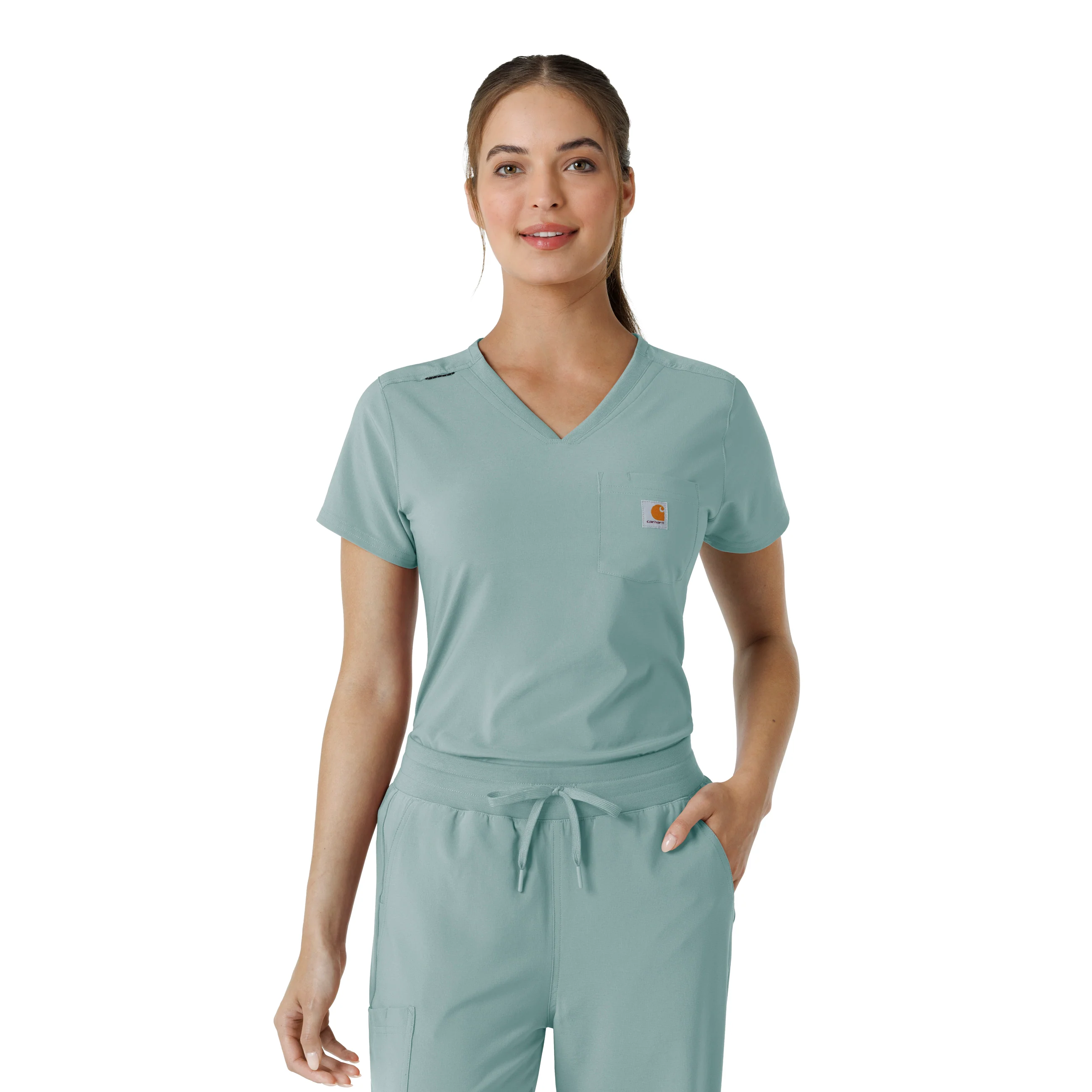 Carhartt Force Cross-Flex Women's Tuck-In Scrub Top - Summer Blue - Image 10