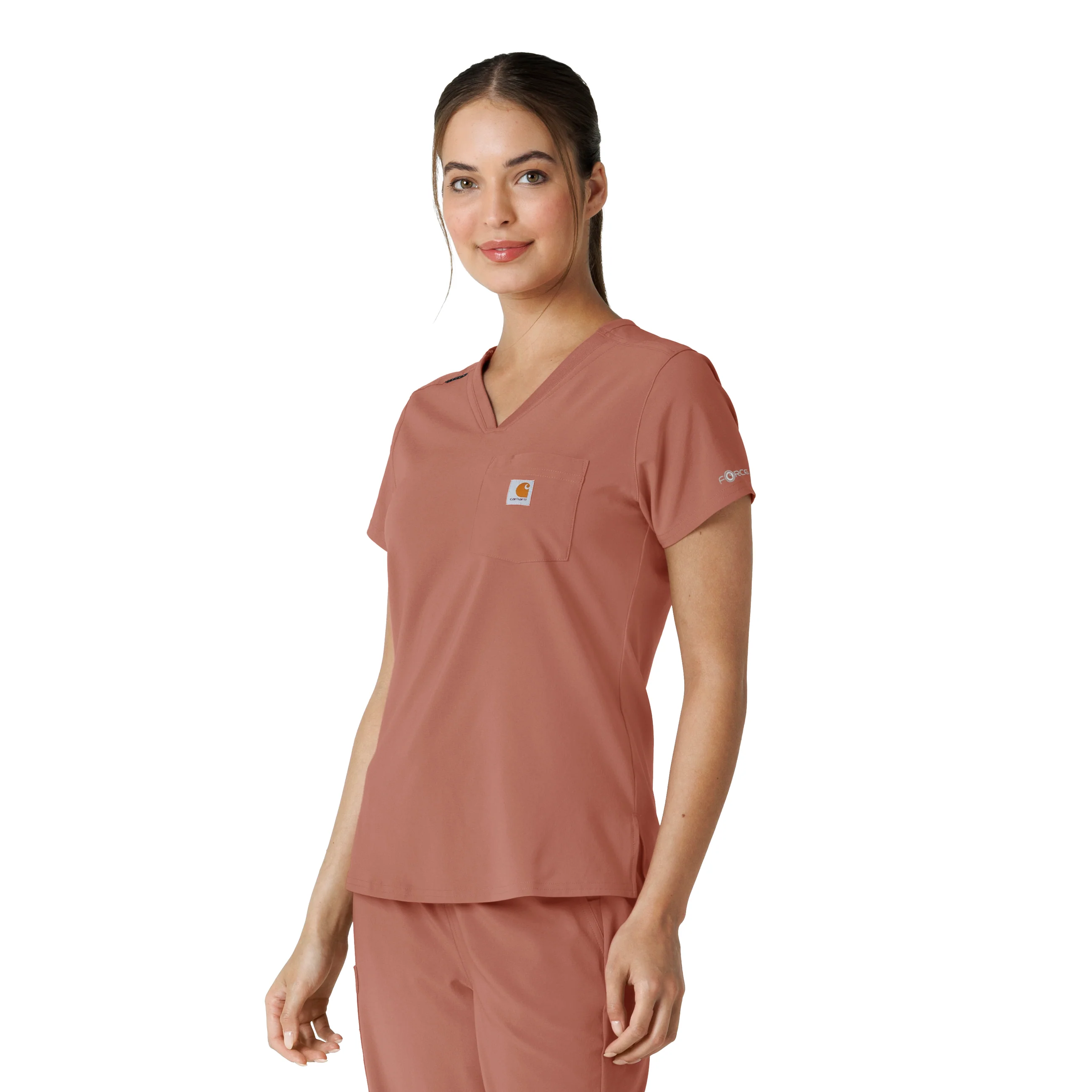 Carhartt Force Cross-Flex Women's Tuck-In Scrub Top - Wildrose - Image 4