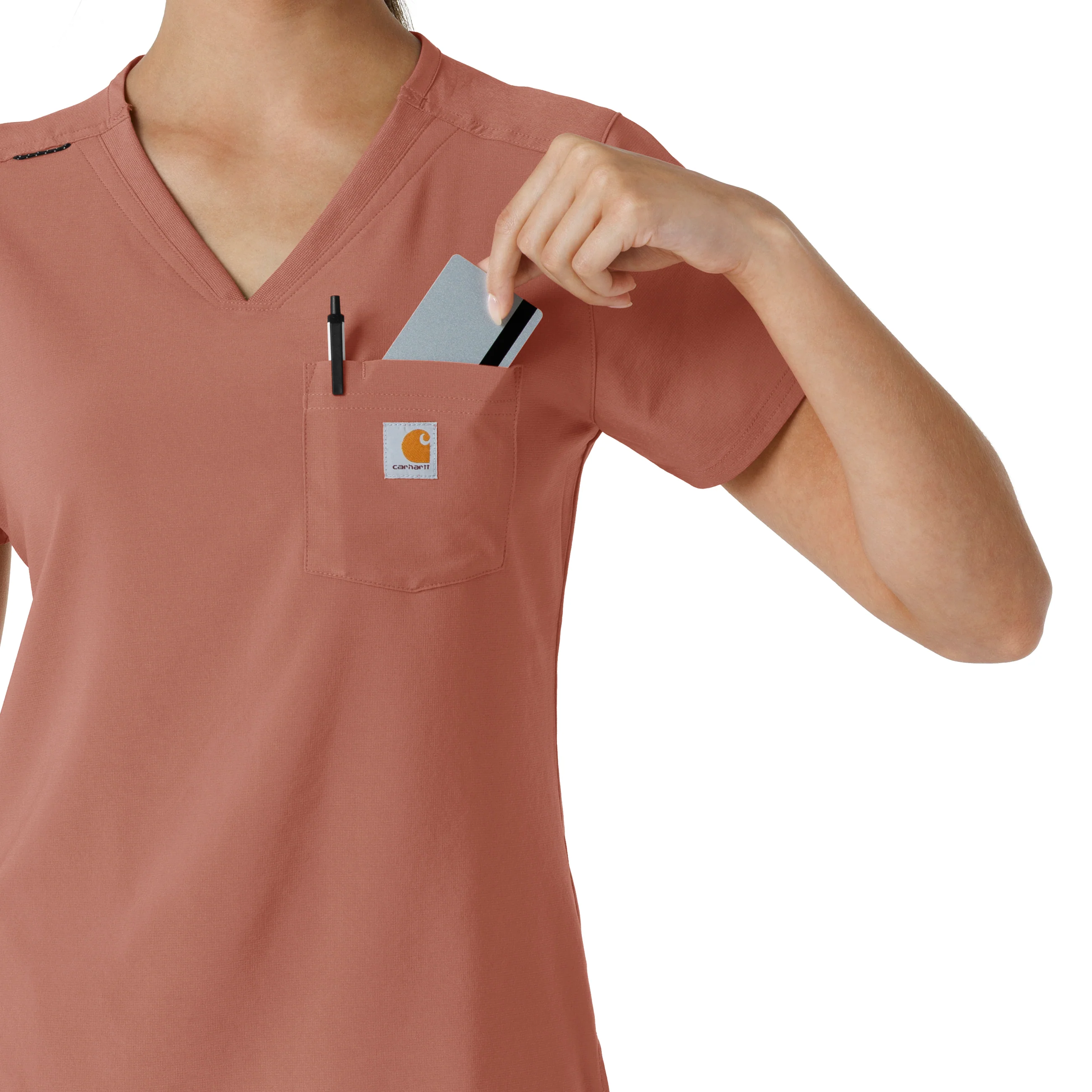 Carhartt Force Cross-Flex Women's Tuck-In Scrub Top - Wildrose - Image 8