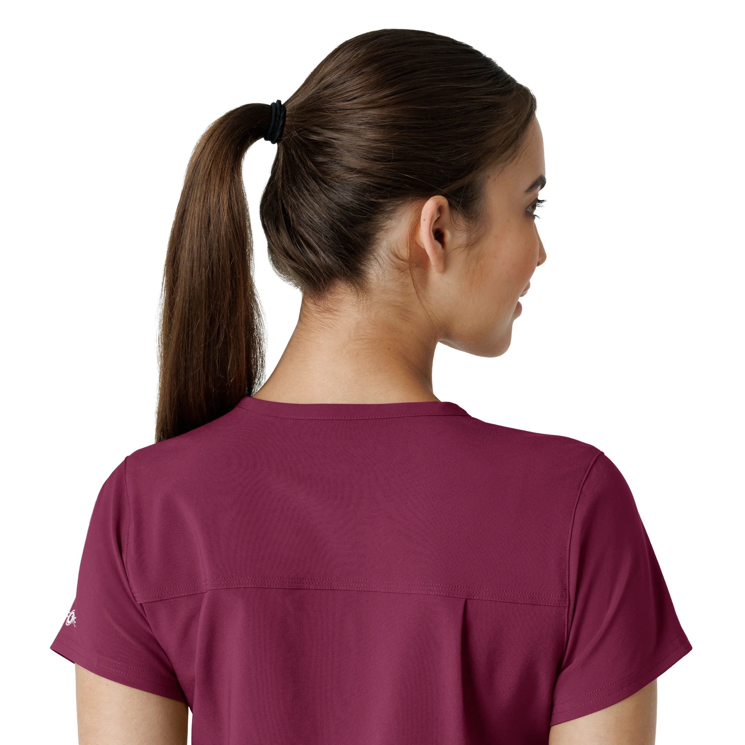 Carhartt Force Cross-Flex Women's Tuck-In Scrub Top - Wine - Image 7