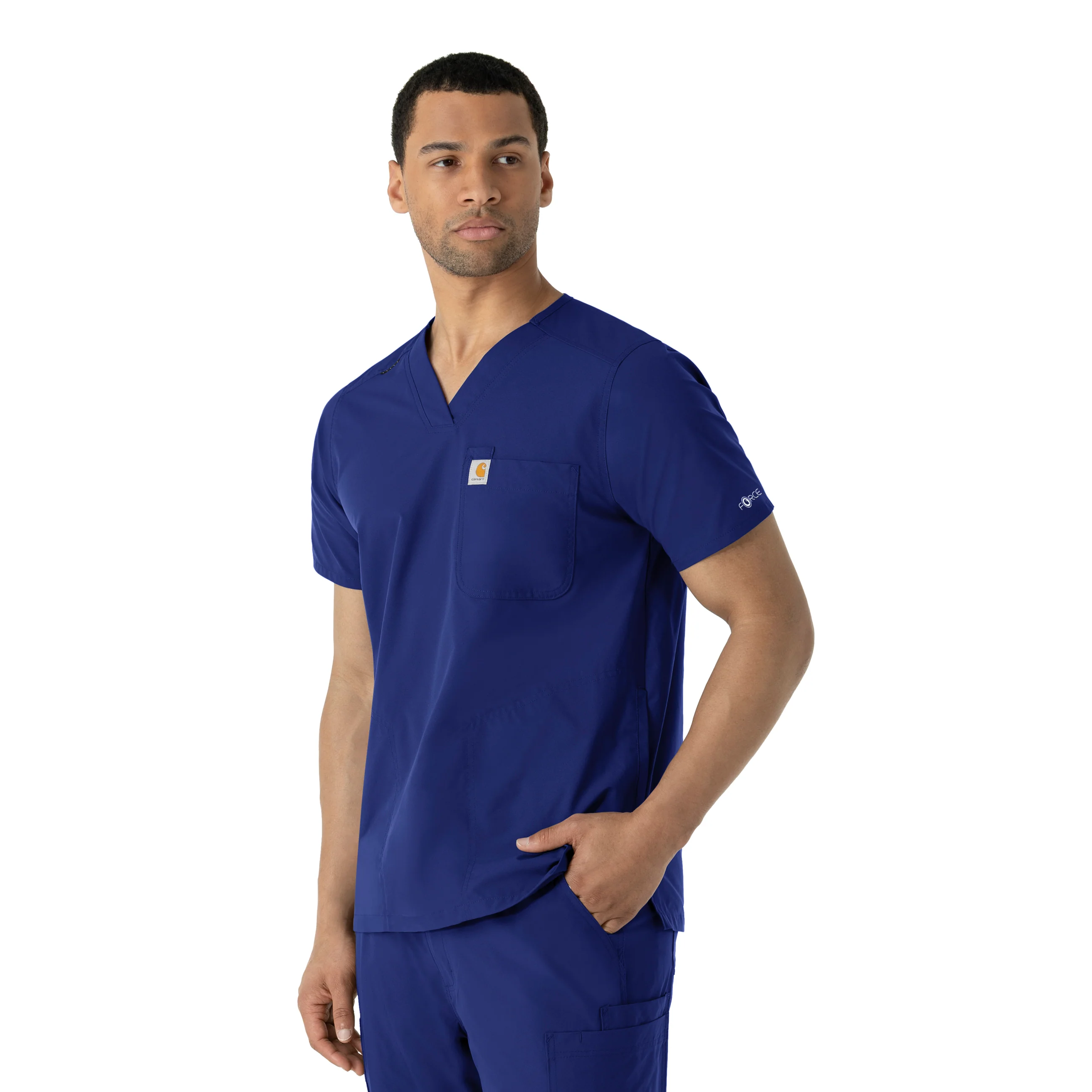 Carhartt Force Essentials Men's V-Neck Shirttail Scrub Top - Galaxy Blue - Image 4