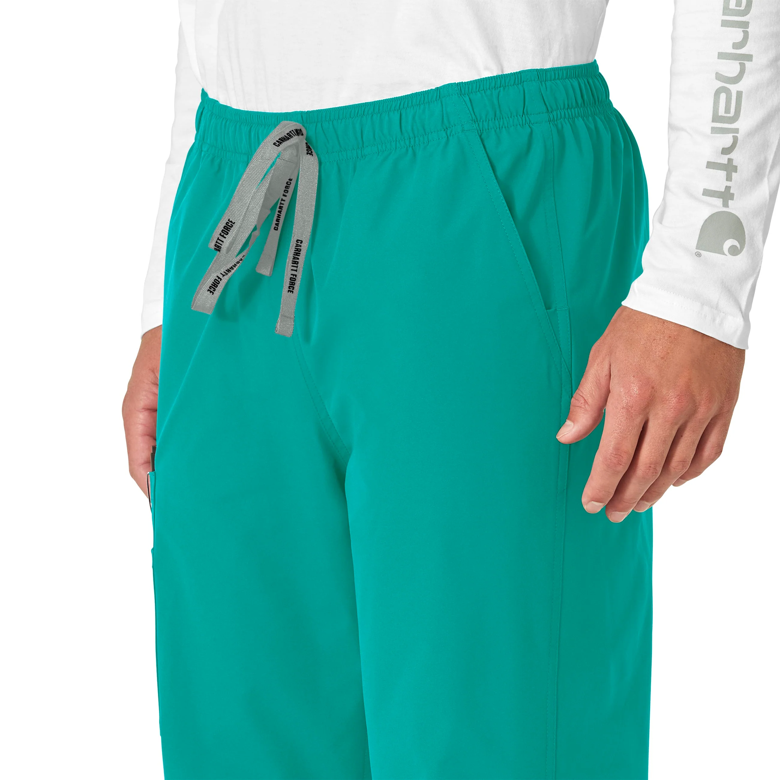 Carhartt Force Essentials Unisex Elastic Waist Cargo Scrub Pant - Teal Blue - Image 4