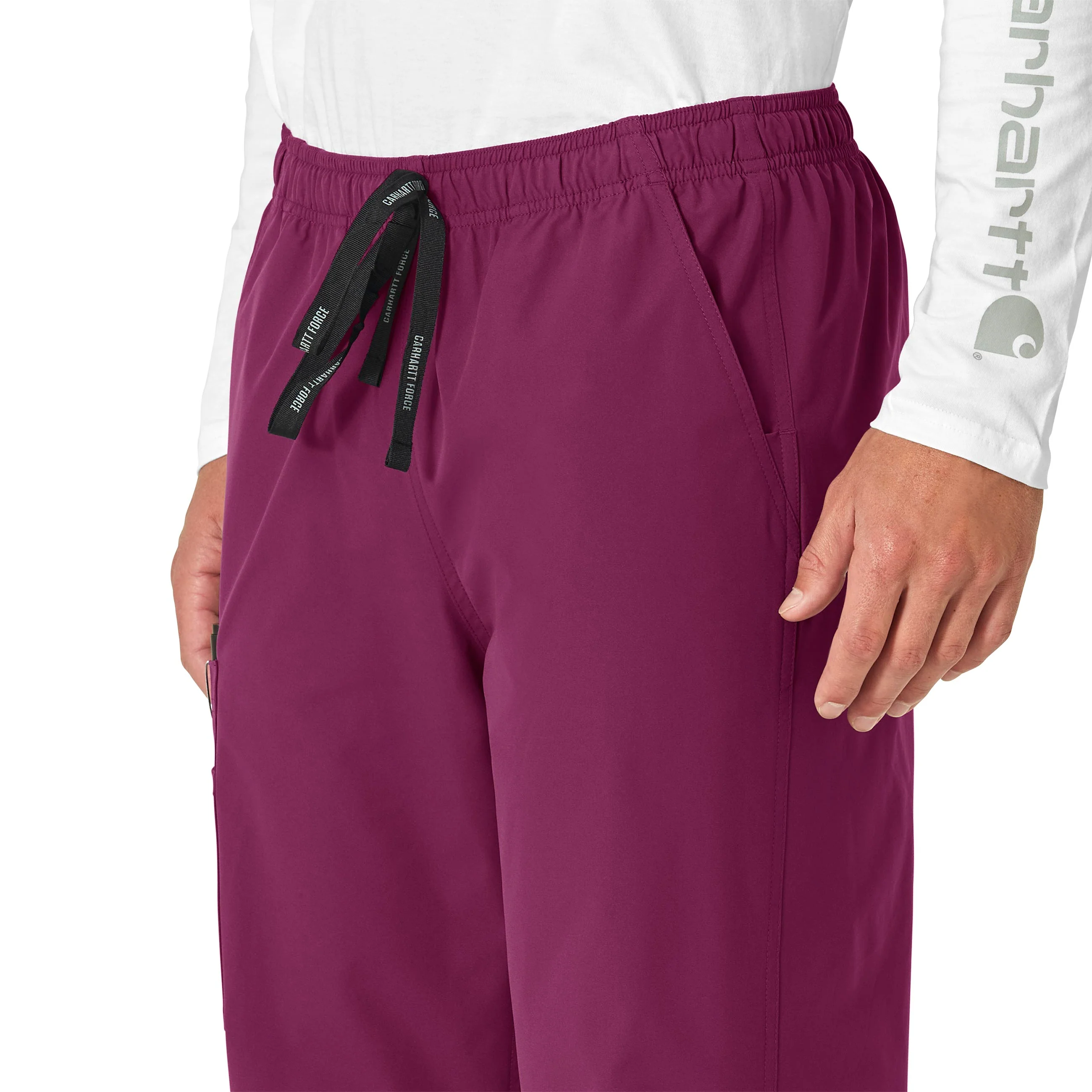 Carhartt Force Essentials Unisex Elastic Waist Cargo Scrub Pant - Wine - Image 4