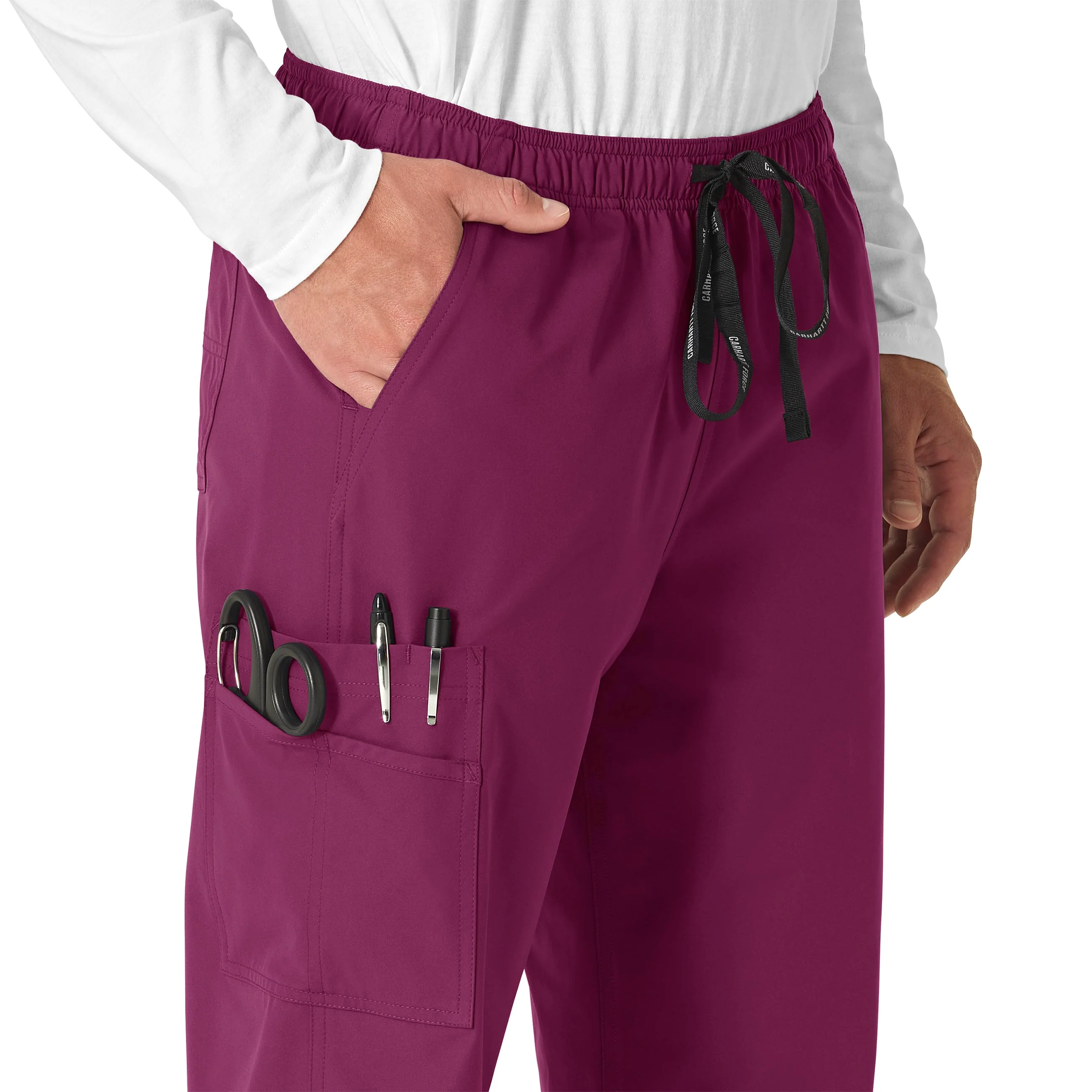 Carhartt Force Essentials Unisex Elastic Waist Cargo Scrub Pant - Wine - Image 5