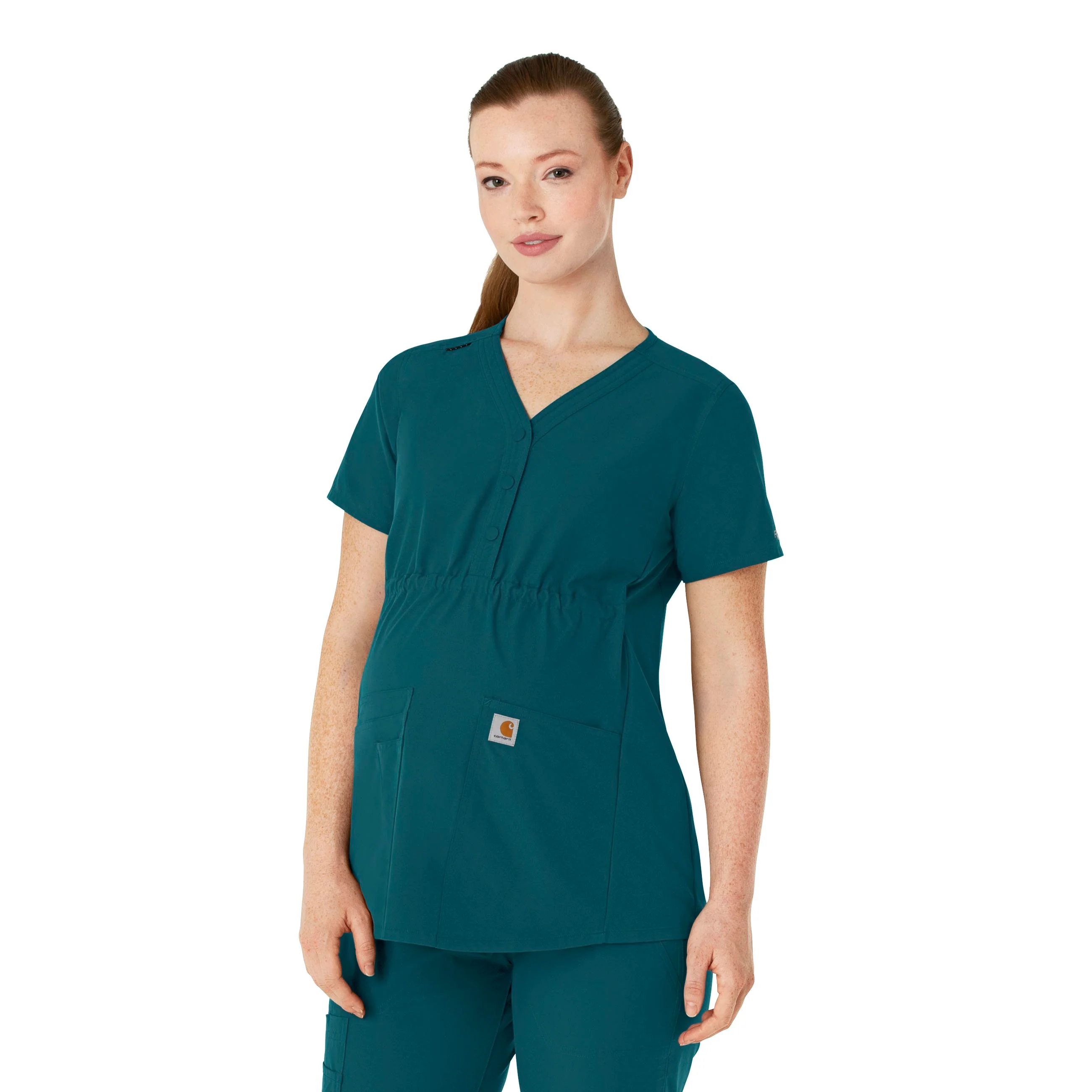 Carhartt Force Essentials Women's Henley Maternity Scrub Top - Caribbean