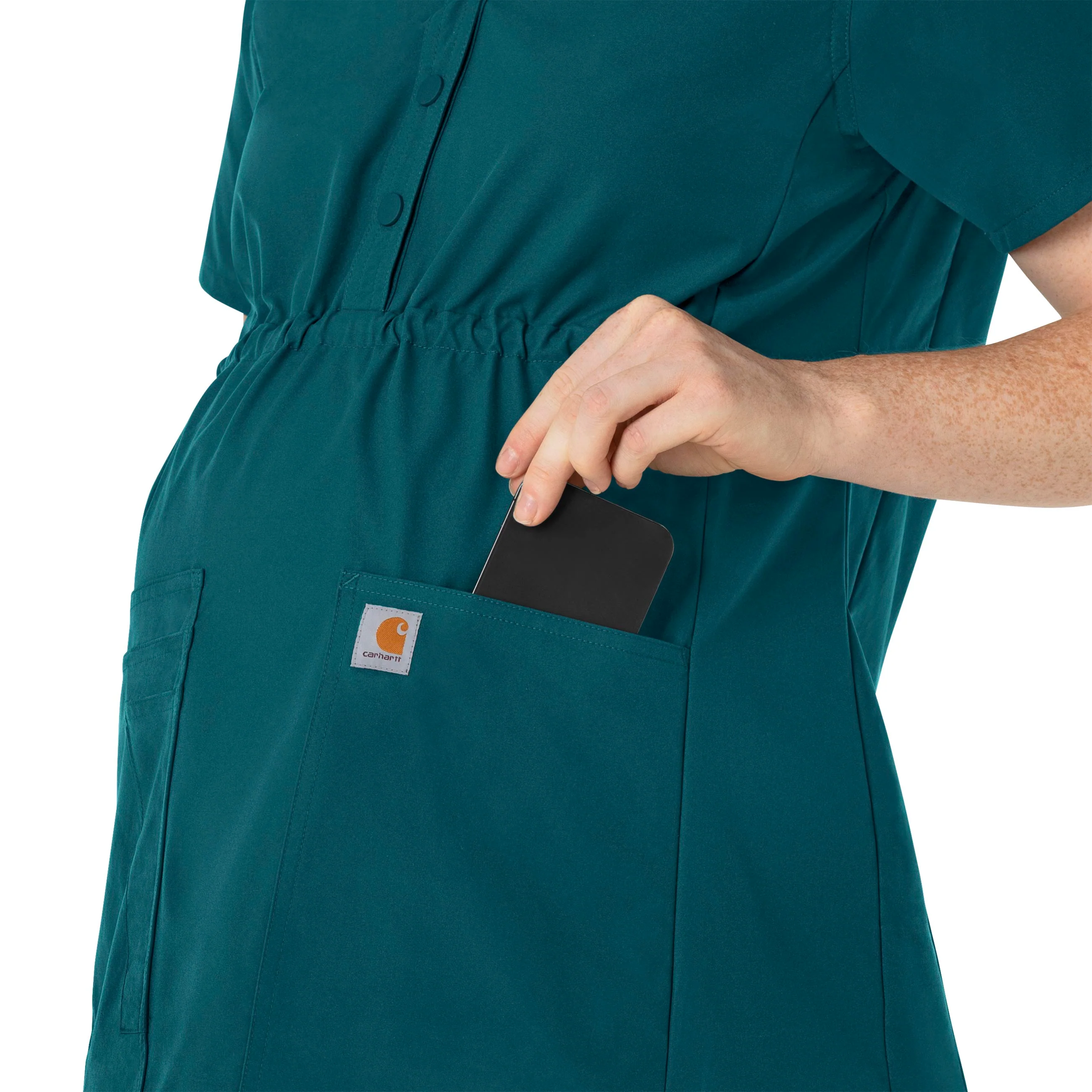 Carhartt Force Essentials Women's Henley Maternity Scrub Top - Caribbean - Image 6