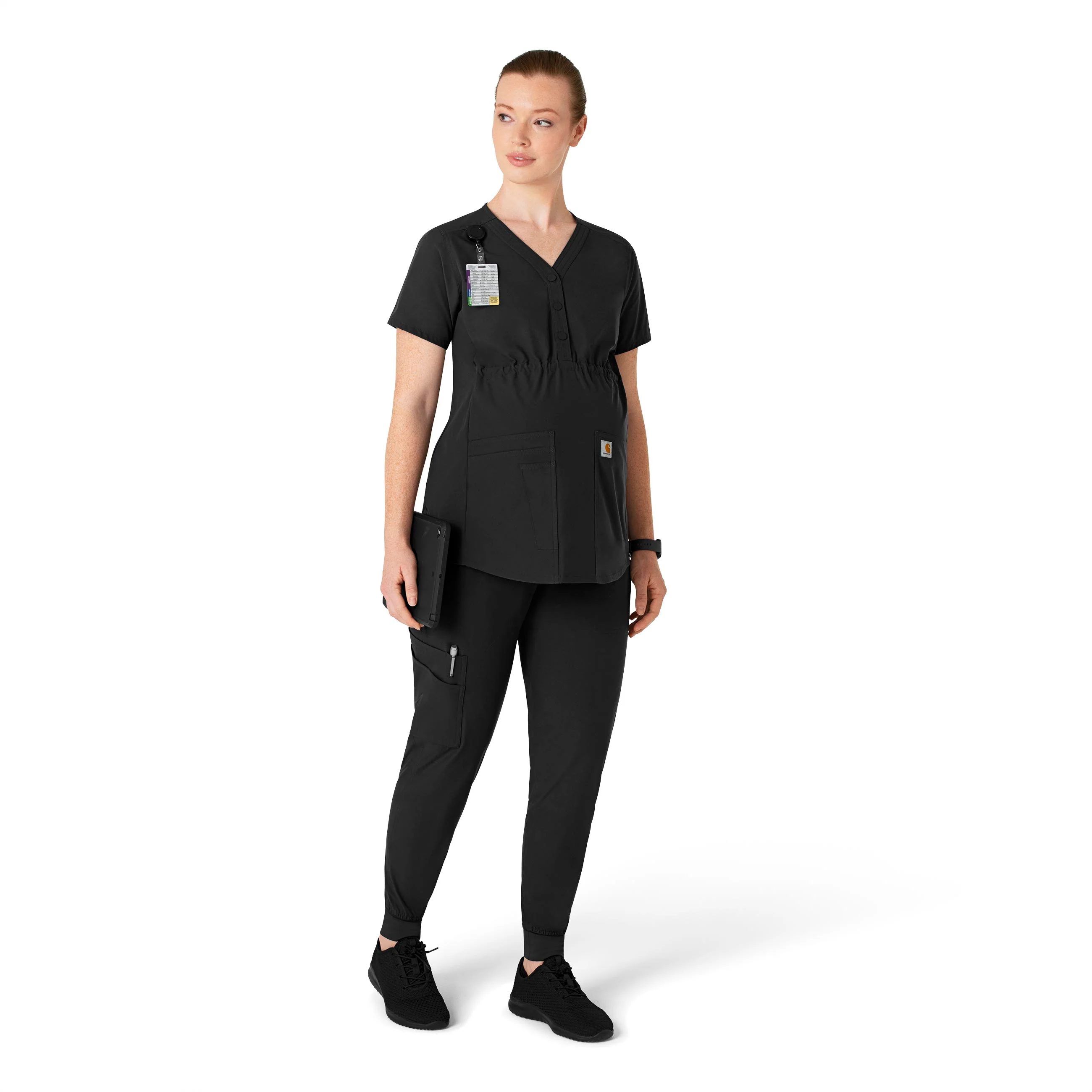Carhartt Force Essentials Women's Maternity Jogger Scrub Pant - Black - Image 3