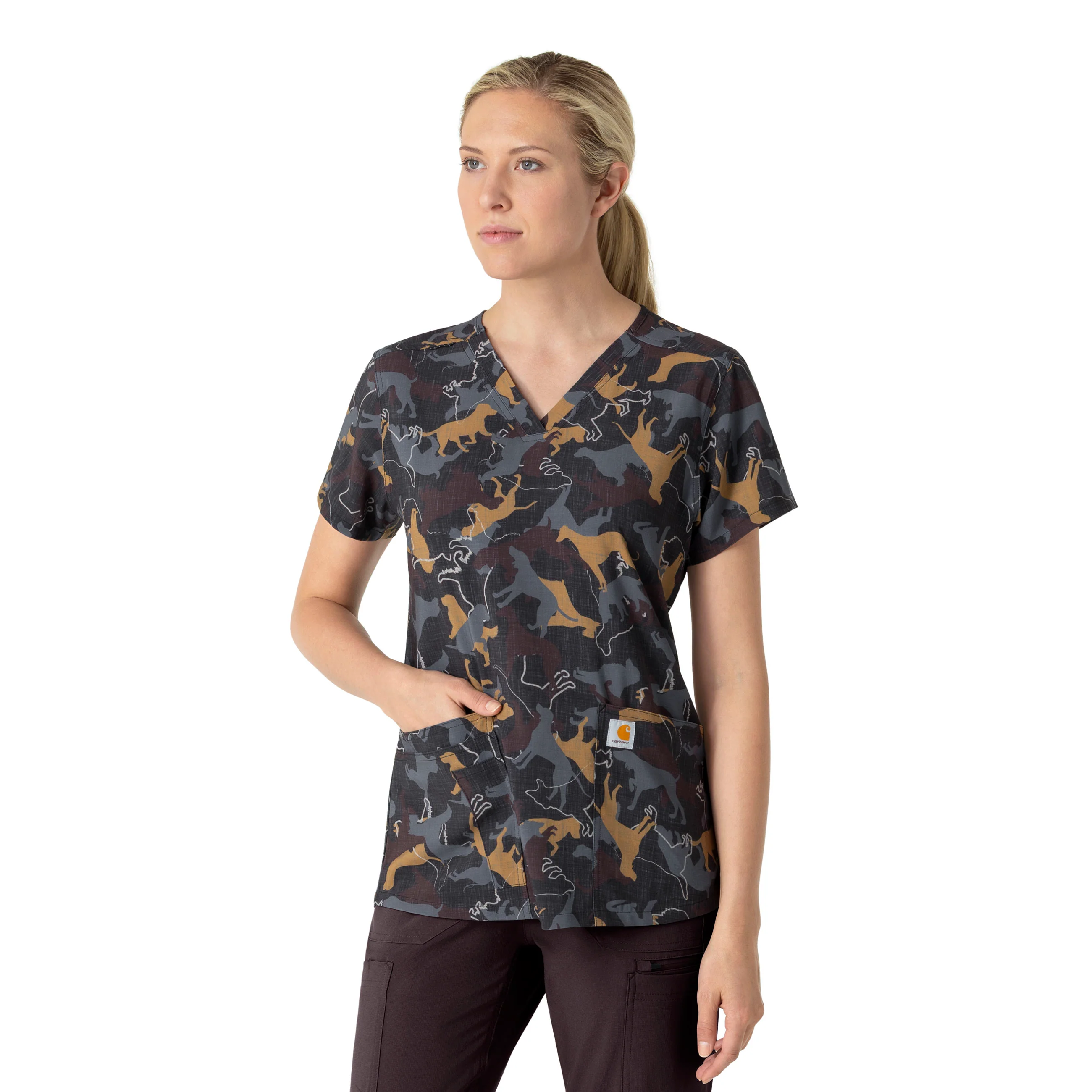 Carhartt Women's V-Neck Print Scrub Top - Furry Fete