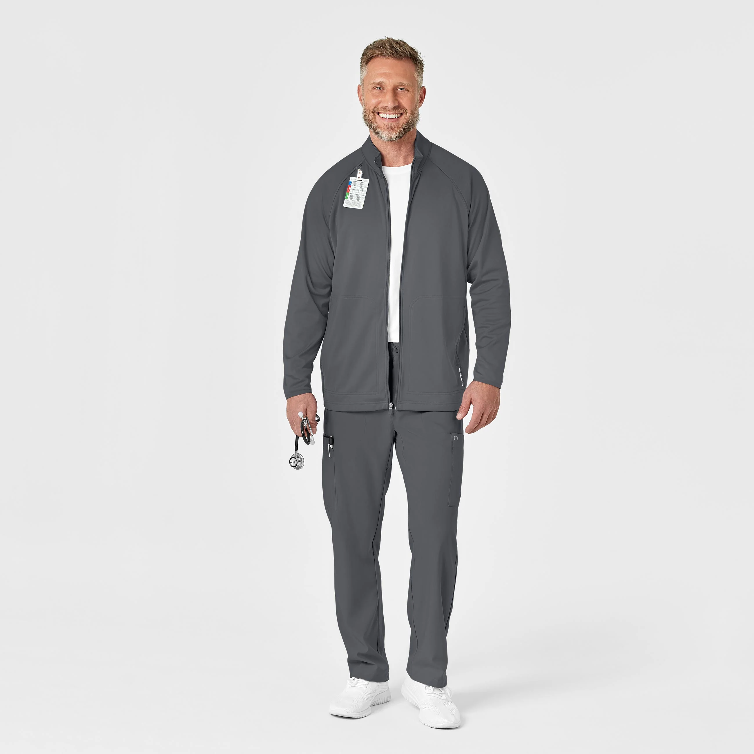 Men's Fleece Full Zip Jacket - Pewter - Image 3