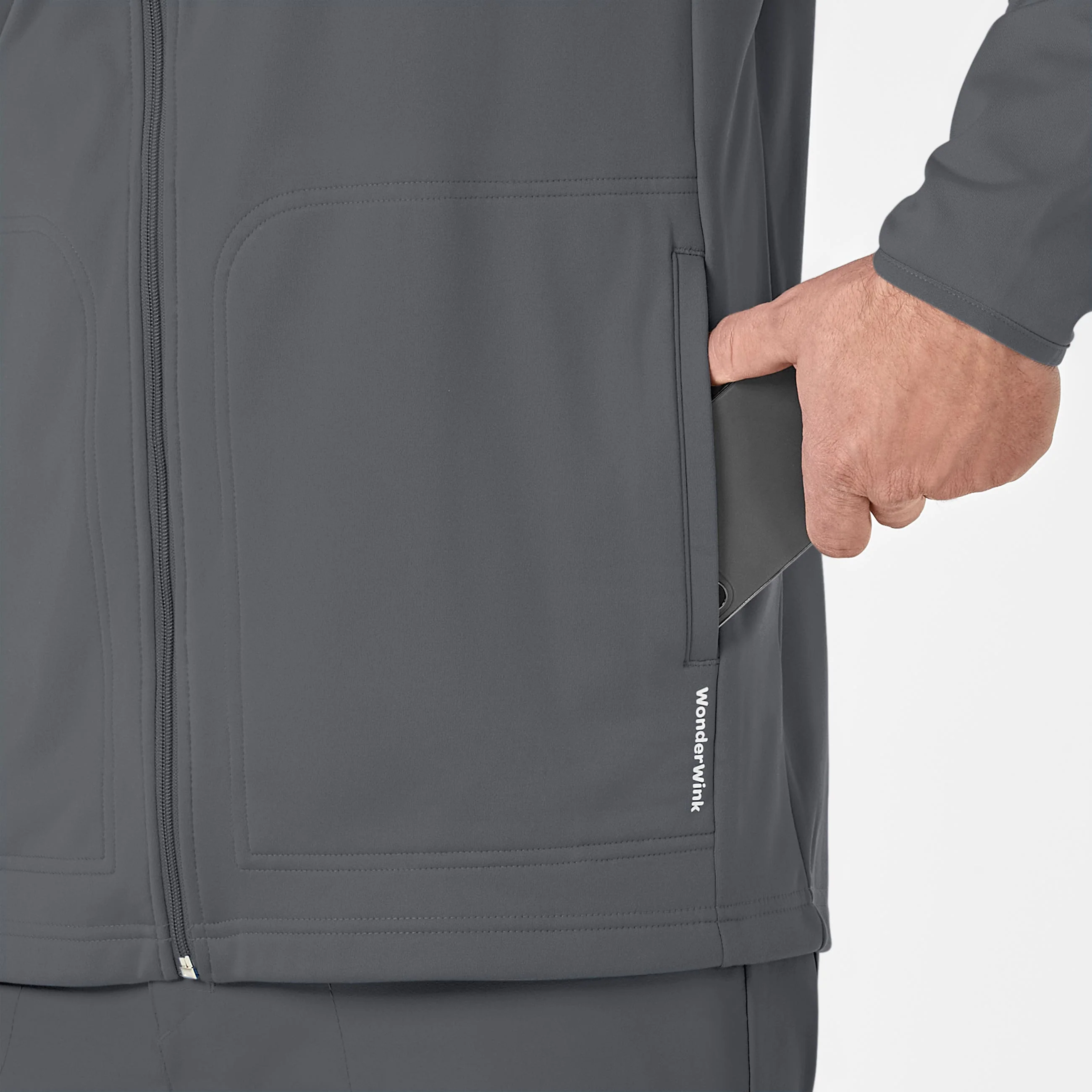 Men's Fleece Full Zip Jacket - Pewter - Image 7