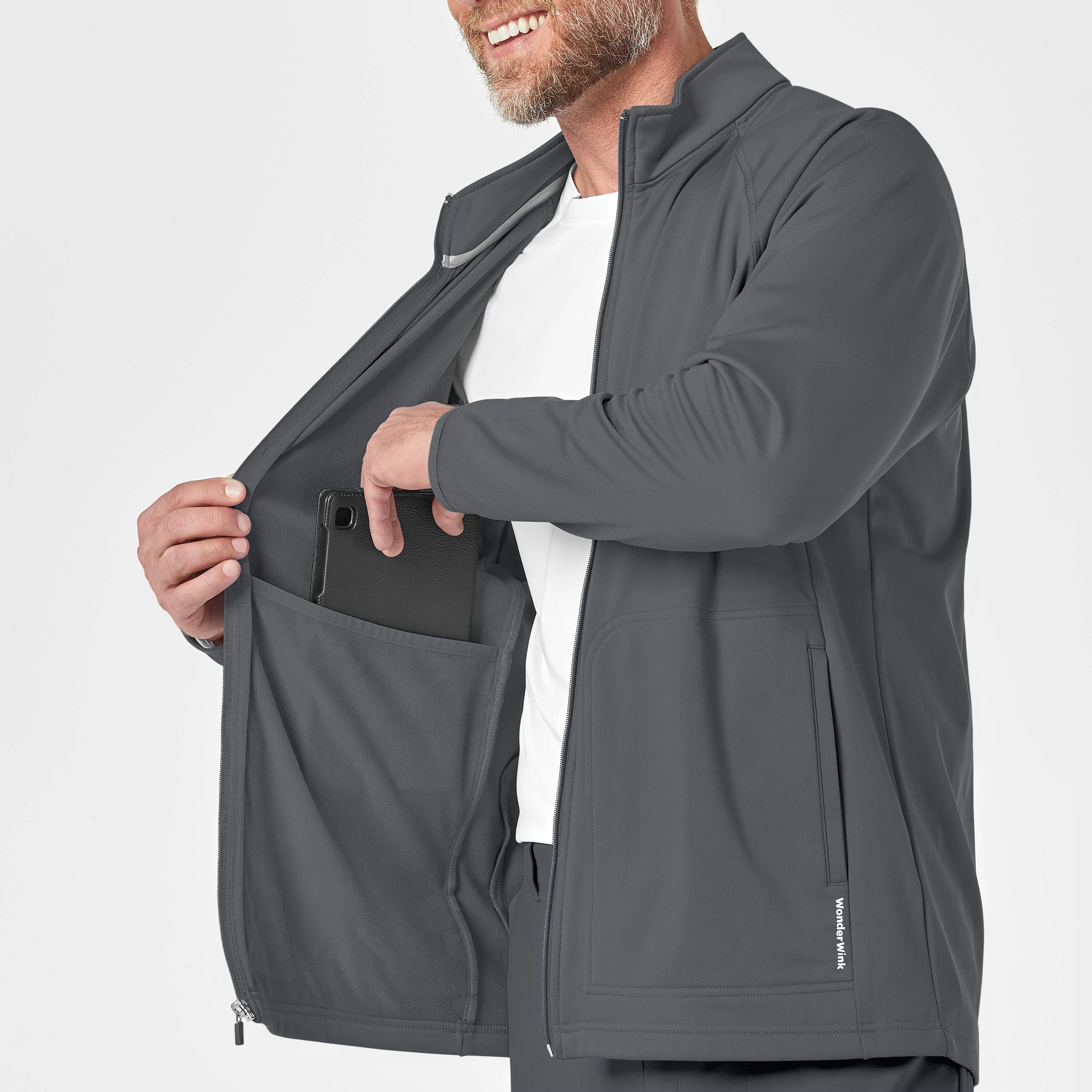 Men's Fleece Full Zip Jacket - Pewter - Image 8