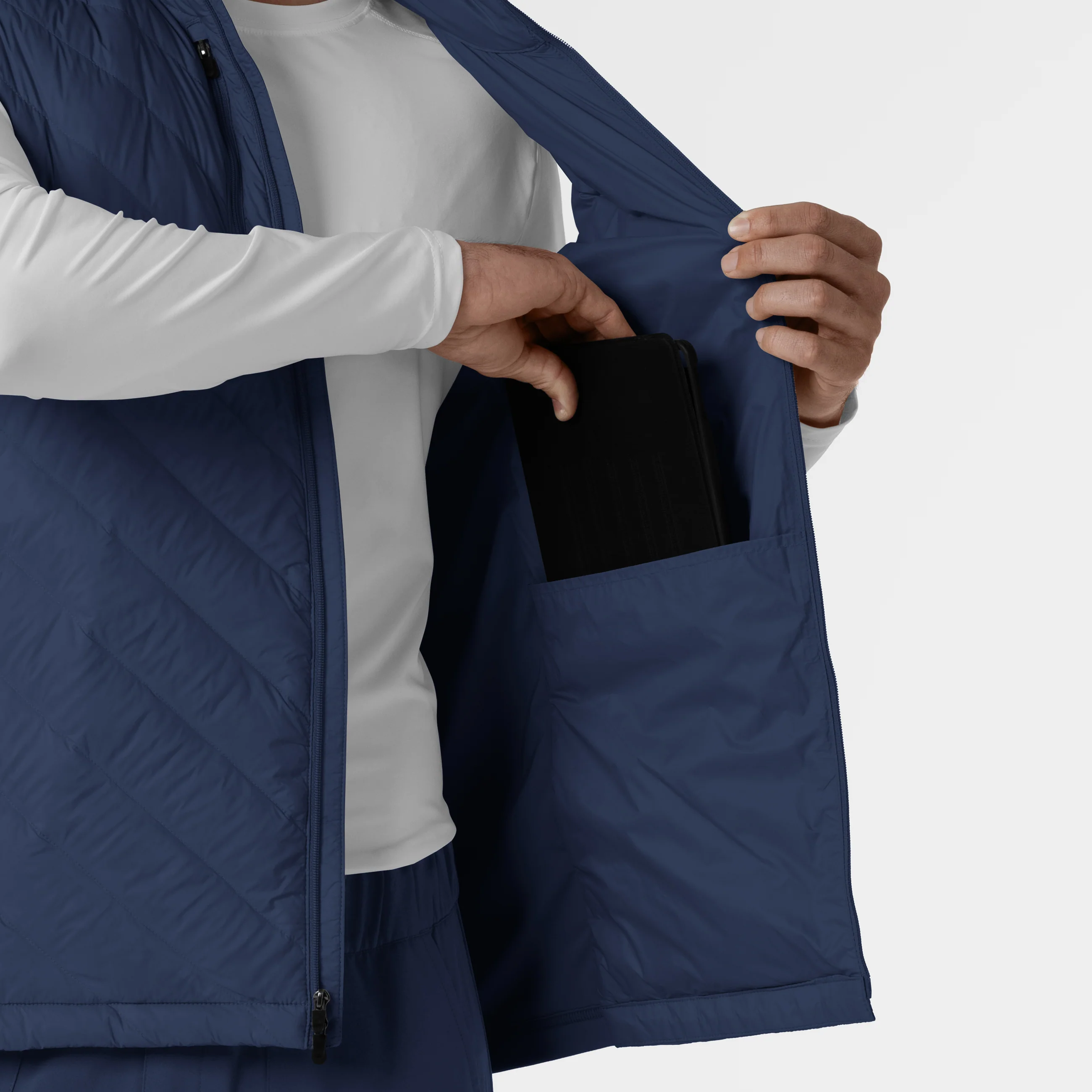 Men's Quilted Scrub Vest - Navy - Image 10