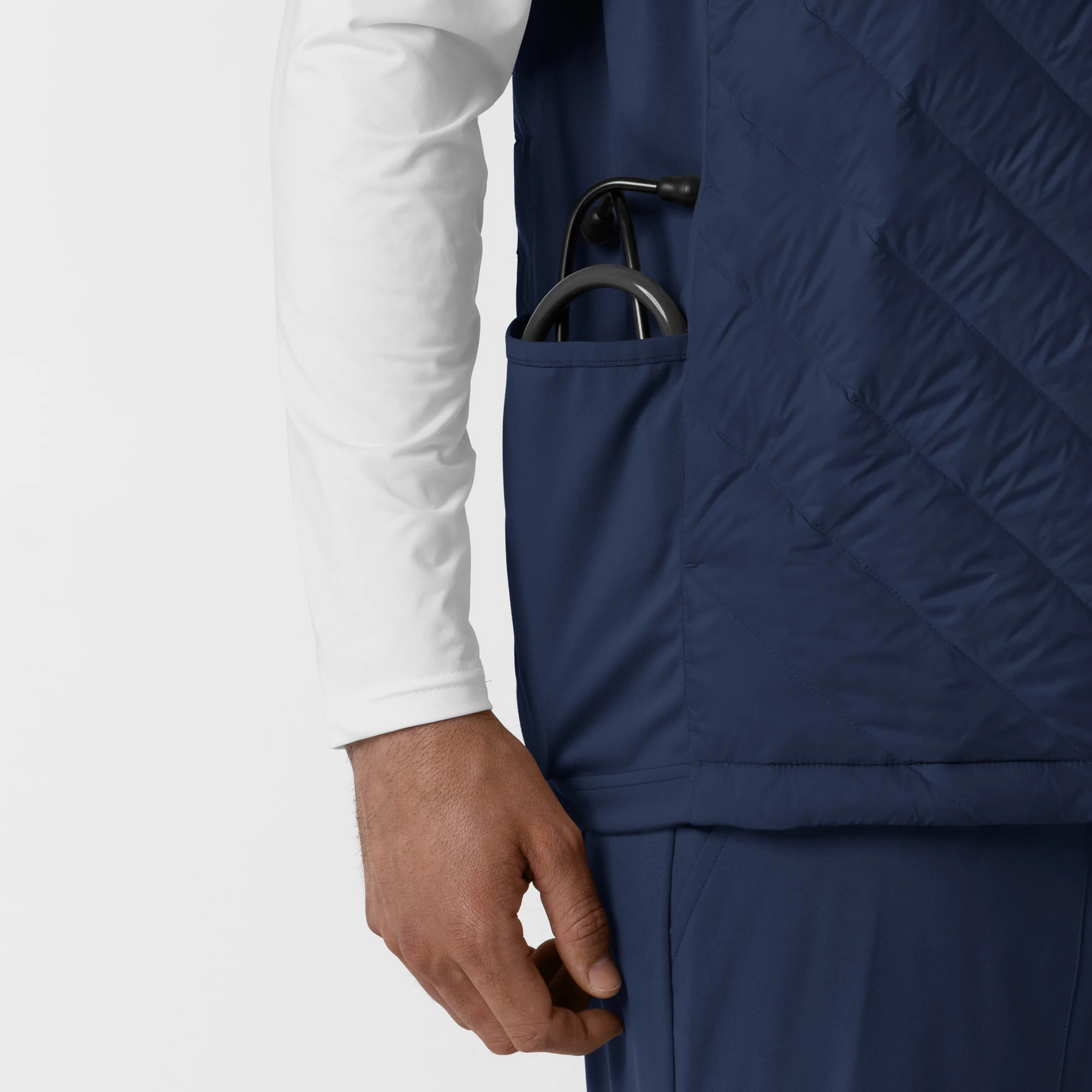 Men's Quilted Scrub Vest - Navy - Image 14