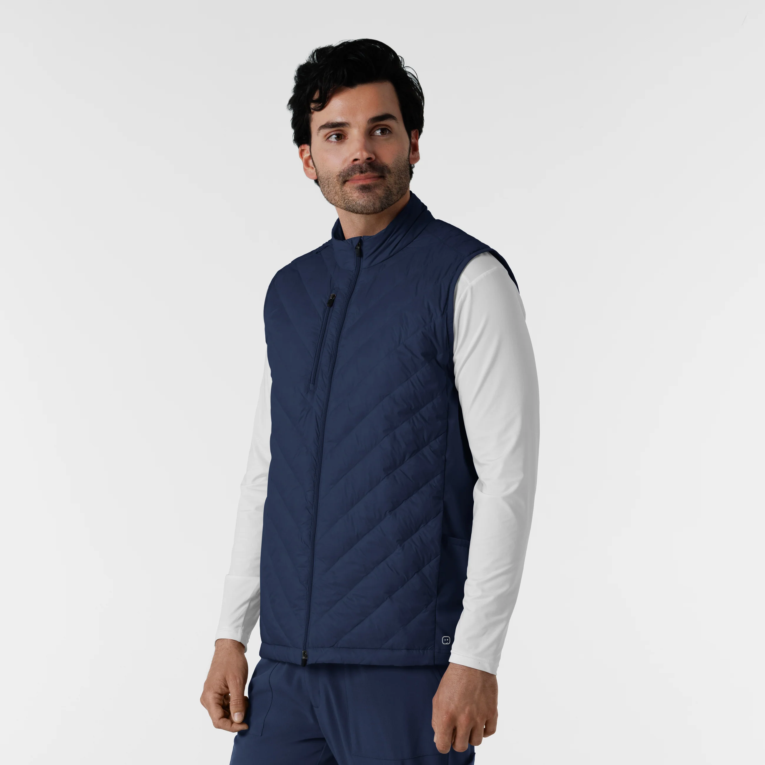 Men's Quilted Scrub Vest - Navy - Image 5