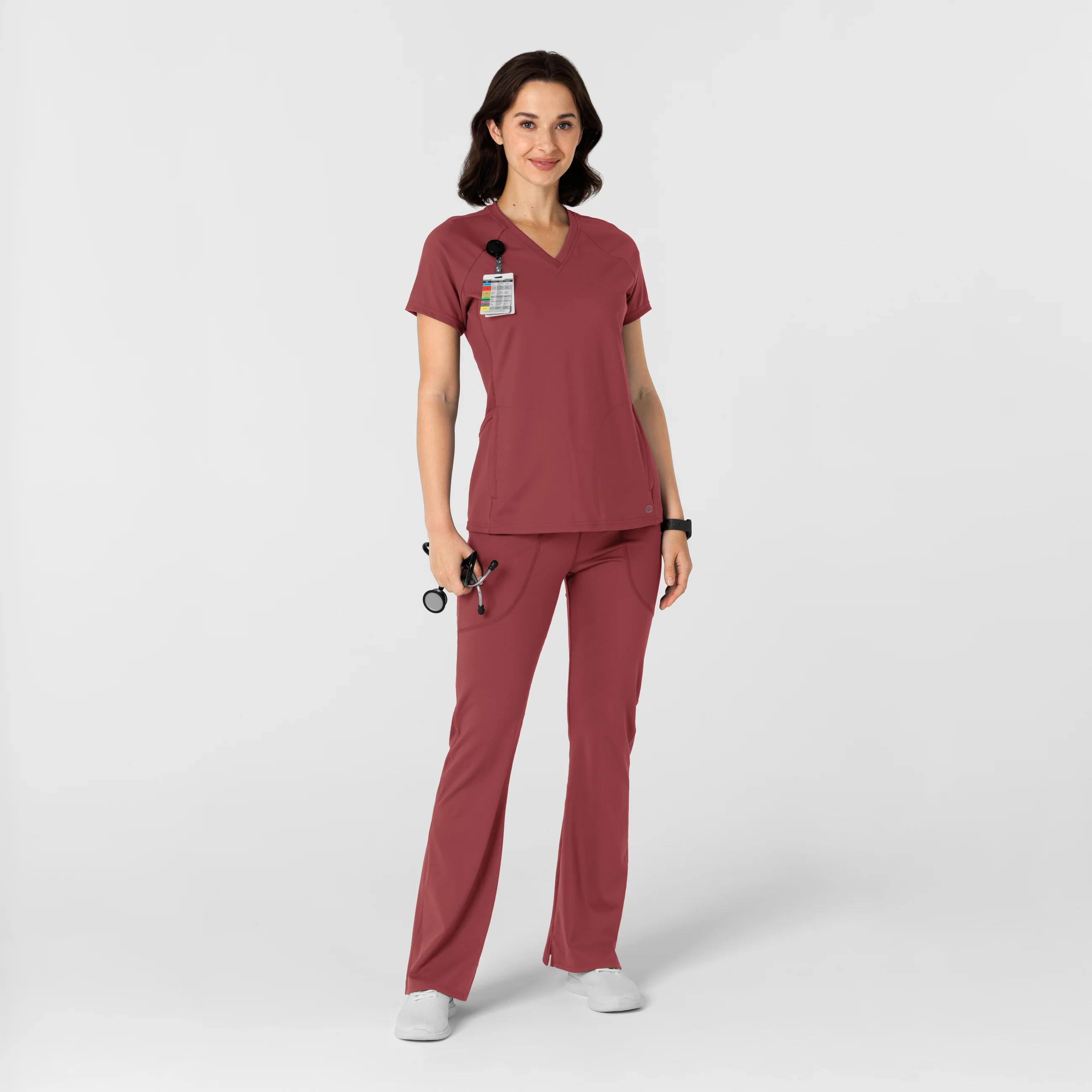 RENEW Knit Women's Flare Yoga Scrub Pant - Ruby - Image 4