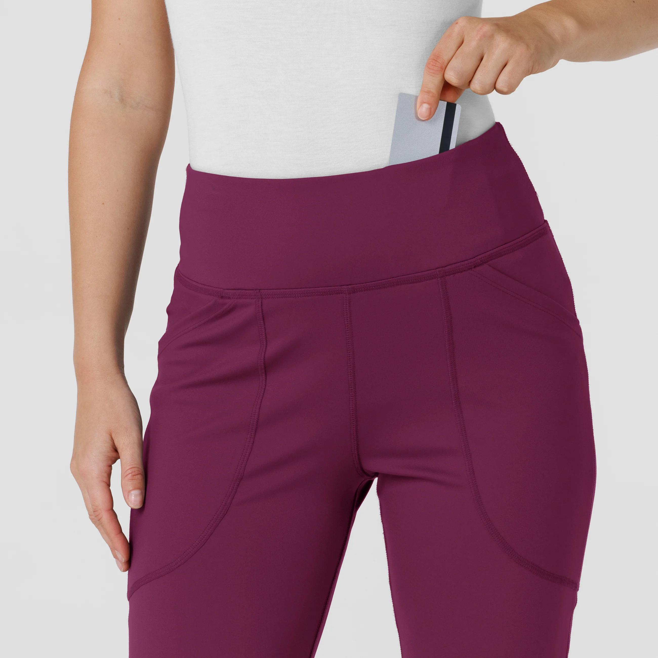 RENEW Knit Women's Flare Yoga Scrub Pant - Wine - Image 5