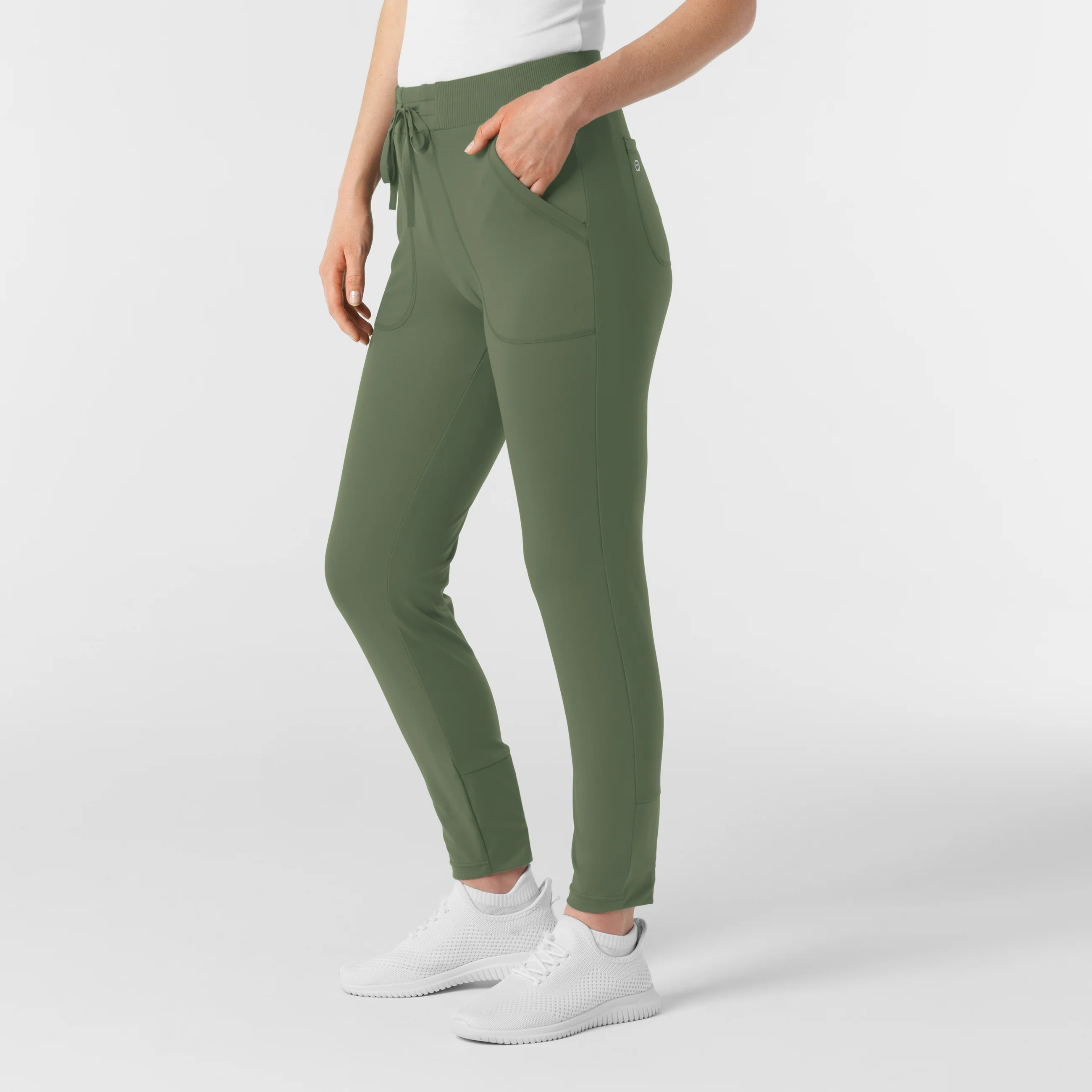 RENEW Knit Women's Track Scrub Pant - Olive - Image 4