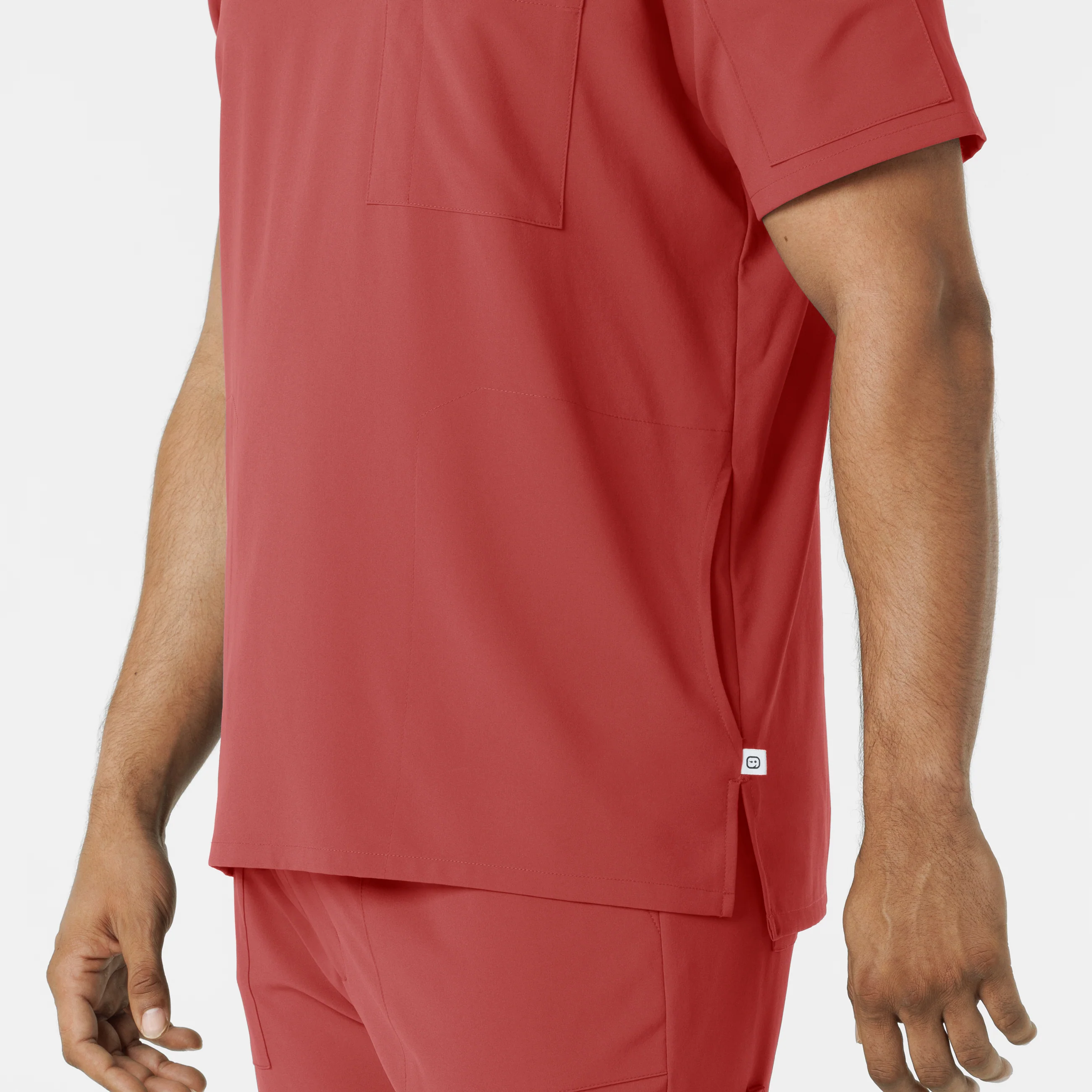 RENEW Men's V-Neck 5 Pocket Scrub Top - Mineral Red - Image 10