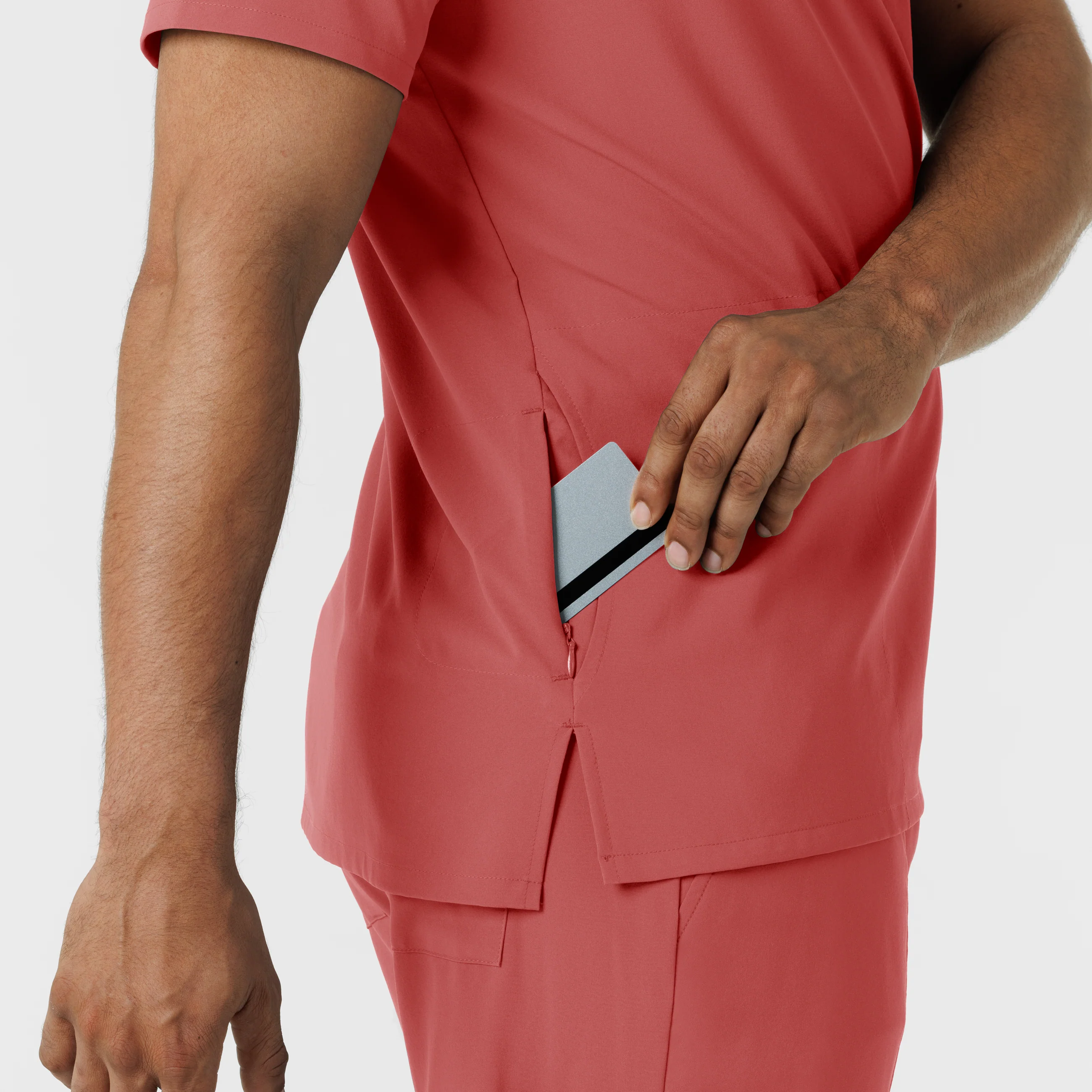 RENEW Men's V-Neck 5 Pocket Scrub Top - Mineral Red - Image 11