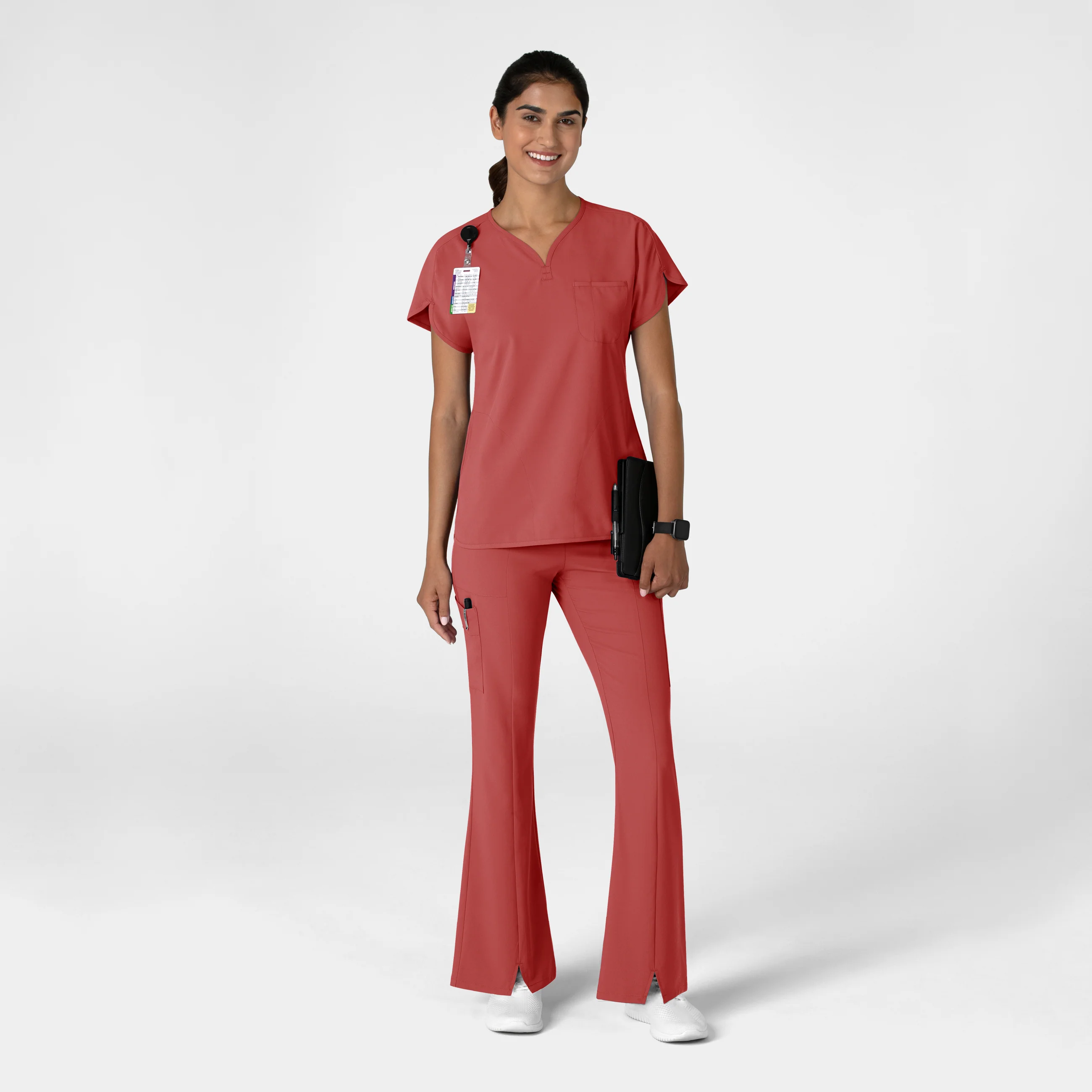 RENEW Women's Cargo Flare Scrub Pant - Mineral Red - Image 3