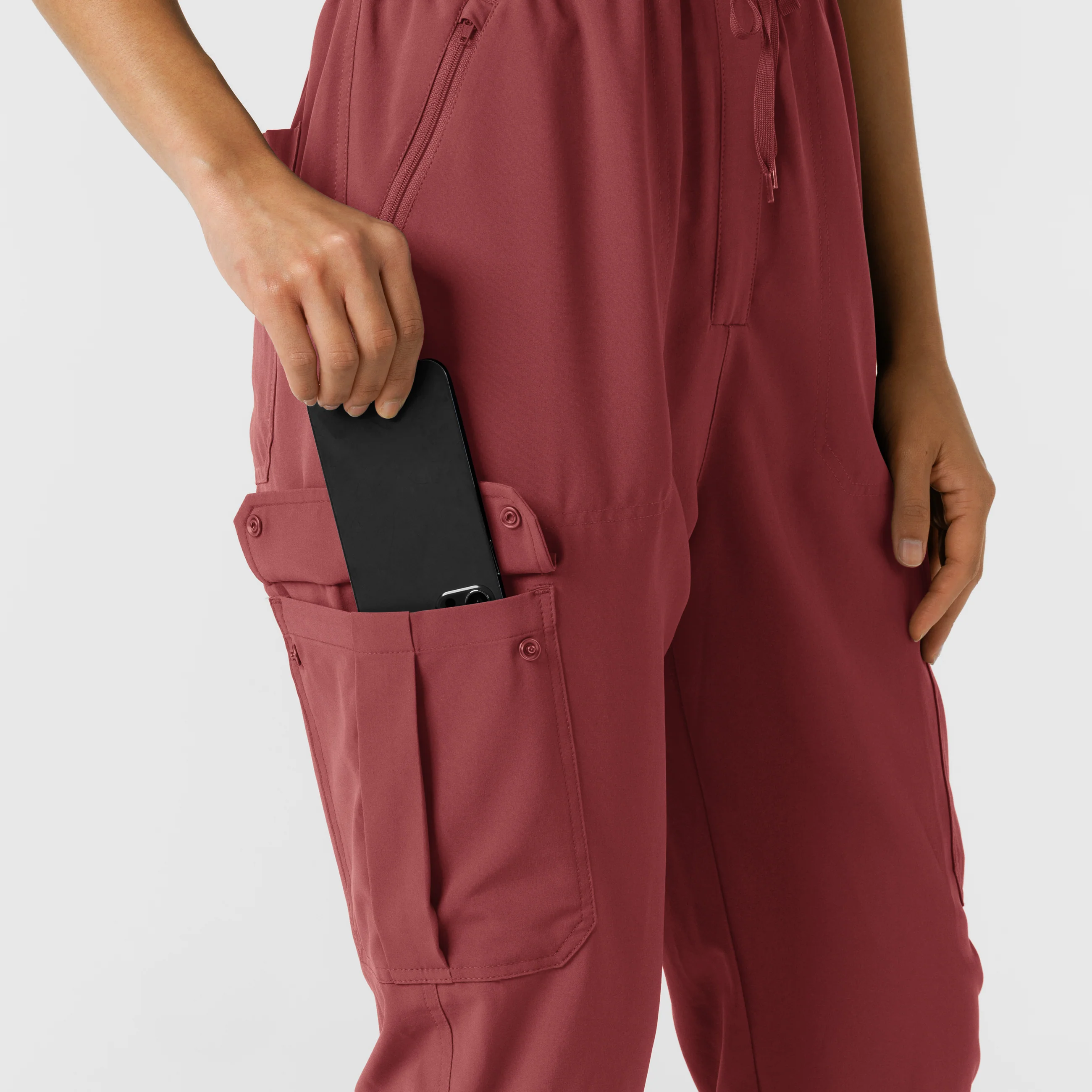 RENEW Women's Cargo Jogger Scrub Jumpsuit - Ruby - Image 10