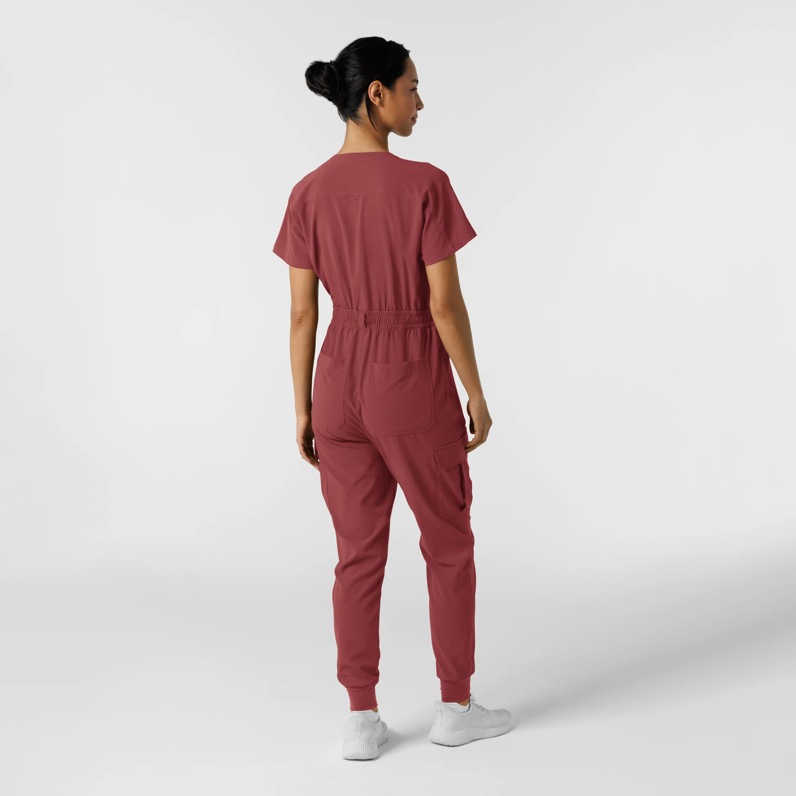 RENEW Women's Cargo Jogger Scrub Jumpsuit - Ruby - Image 2