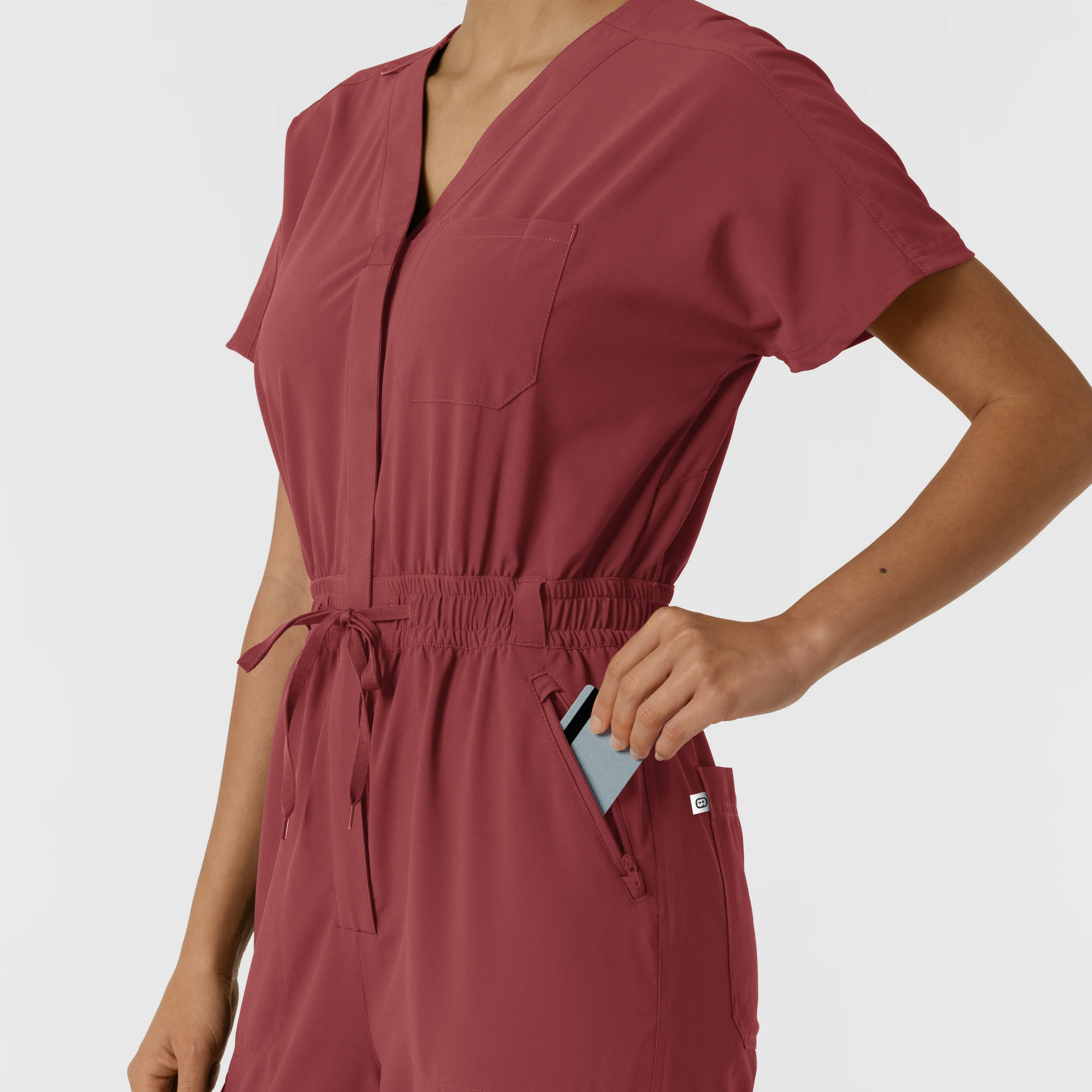 RENEW Women's Cargo Jogger Scrub Jumpsuit - Ruby - Image 9